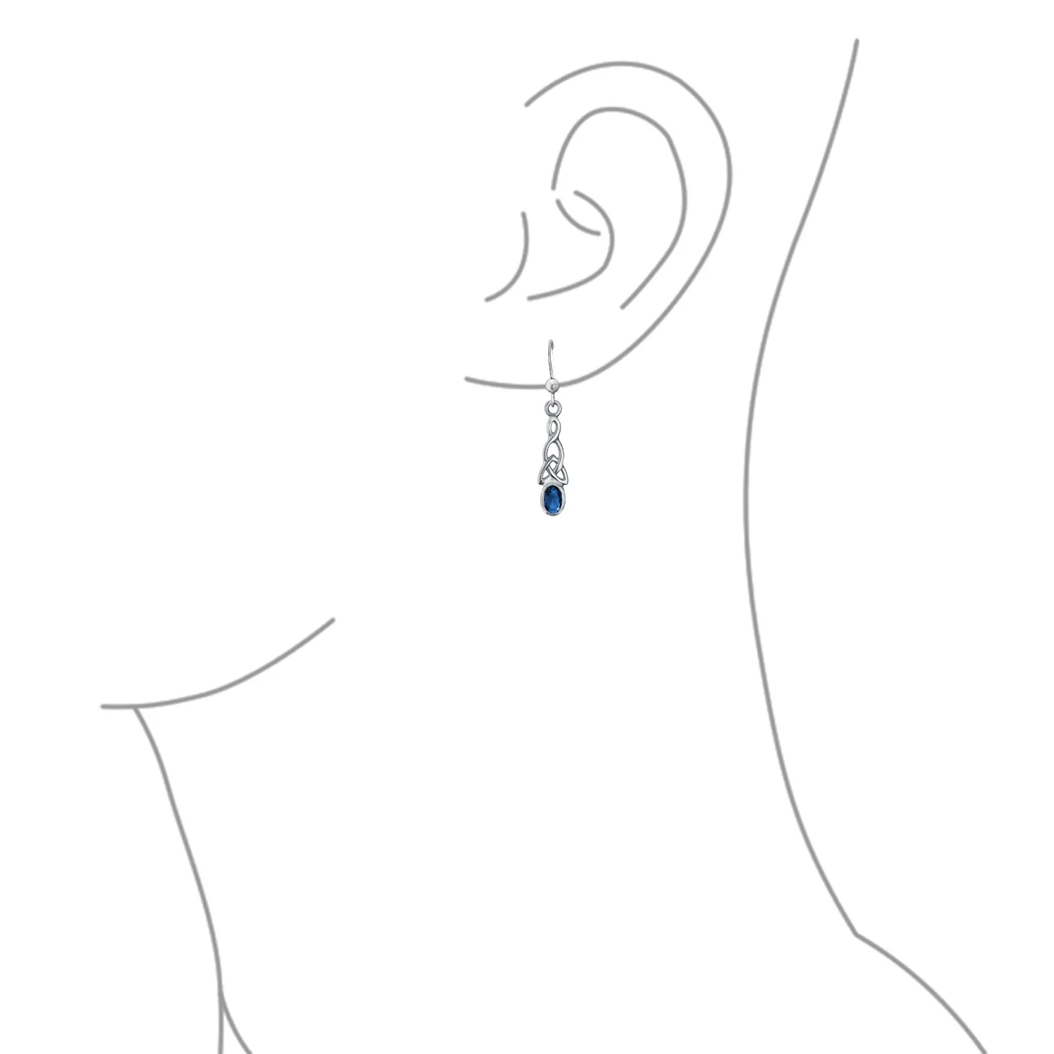 BFF Blue Green Simulated Emerald Love Knot Dangle Earrings - Image 4