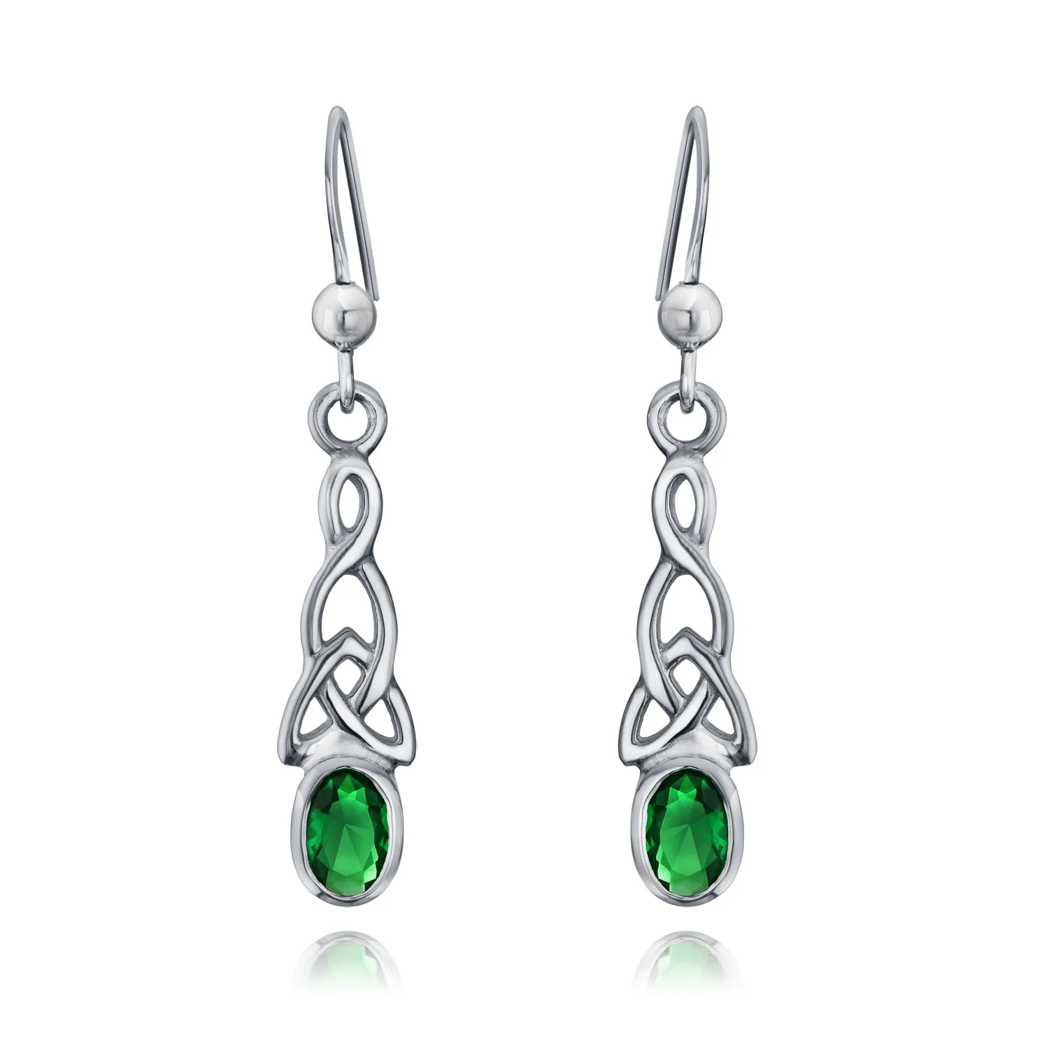 BFF Blue Green Simulated Emerald Love Knot Dangle Earrings - Image 5
