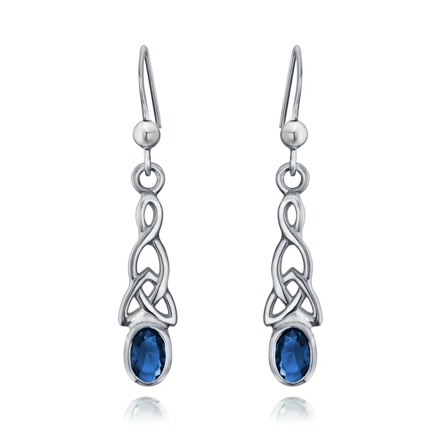 BFF Blue Green Simulated Emerald Love Knot Dangle Earrings - Image 6
