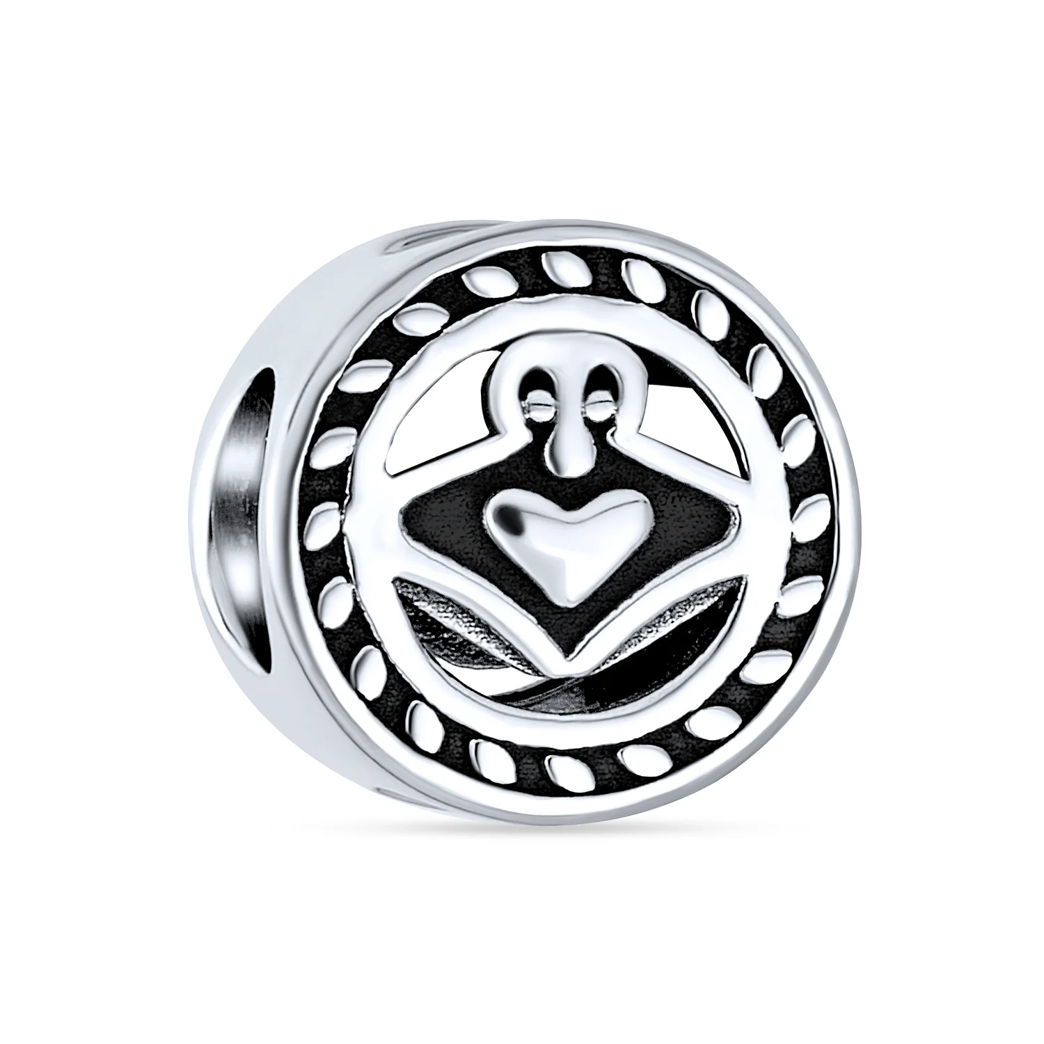 Set of 2 BFF Celtic Claddagh Irish Infinity Love Knot Heart Charm Bead Oxidized - Image 2