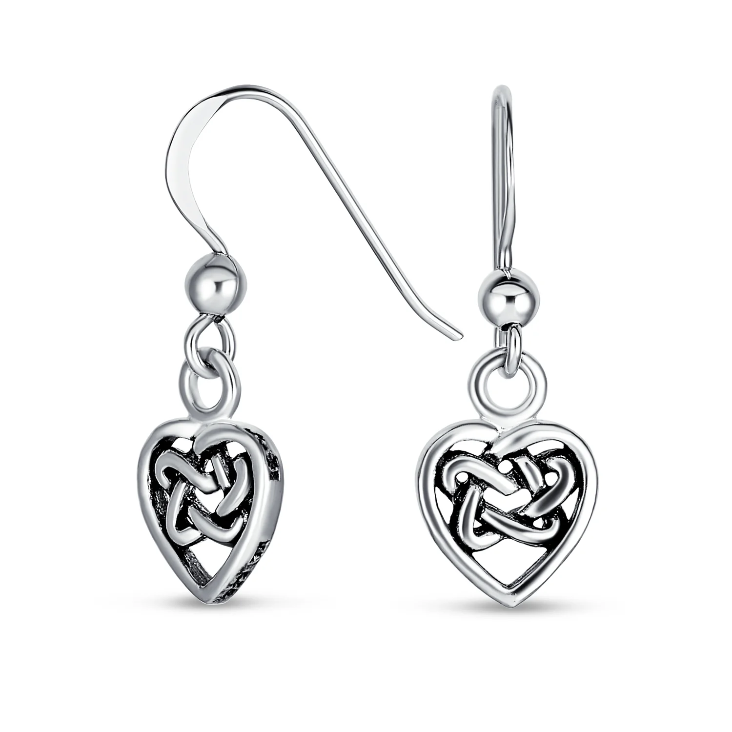 BFF Celtic Infinity Knot Heart Dangle Earrings Fish Hook