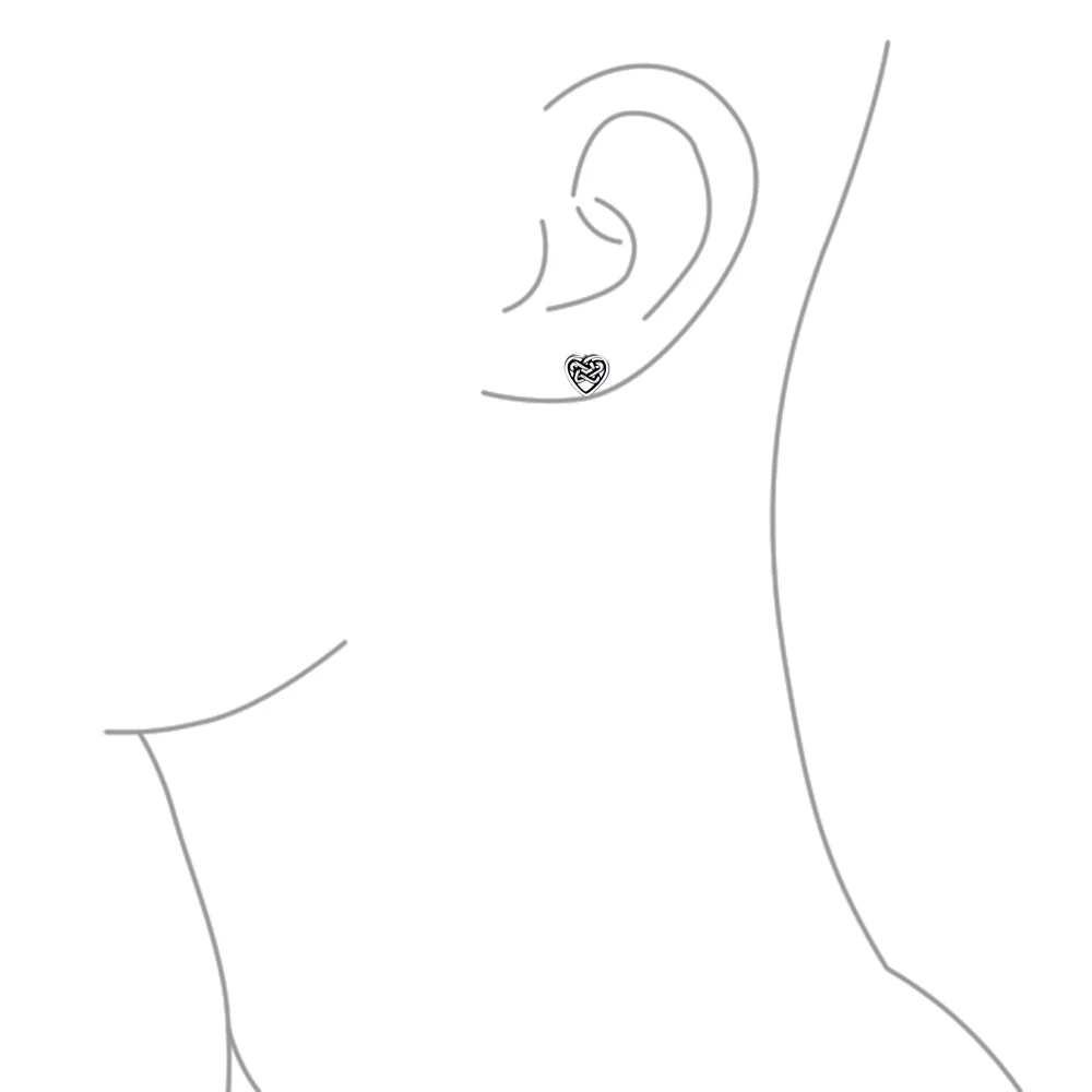 BFF Celtic Knot Heart Stud Earrings in Oxidized Silver - Image 2