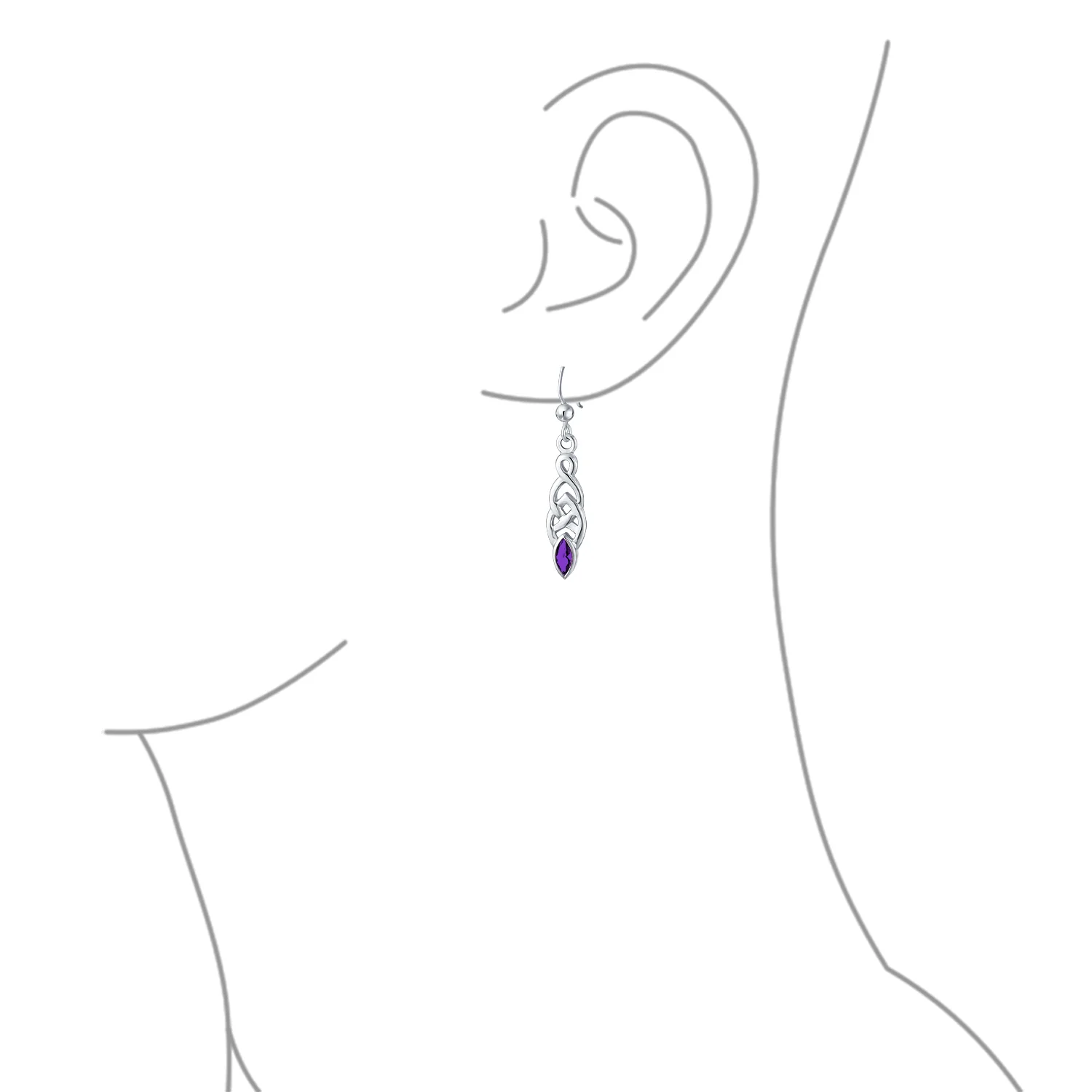BFF Celtic Love Knot Bezel Set CZ Fish Hook Dangle Earrings - Image 4