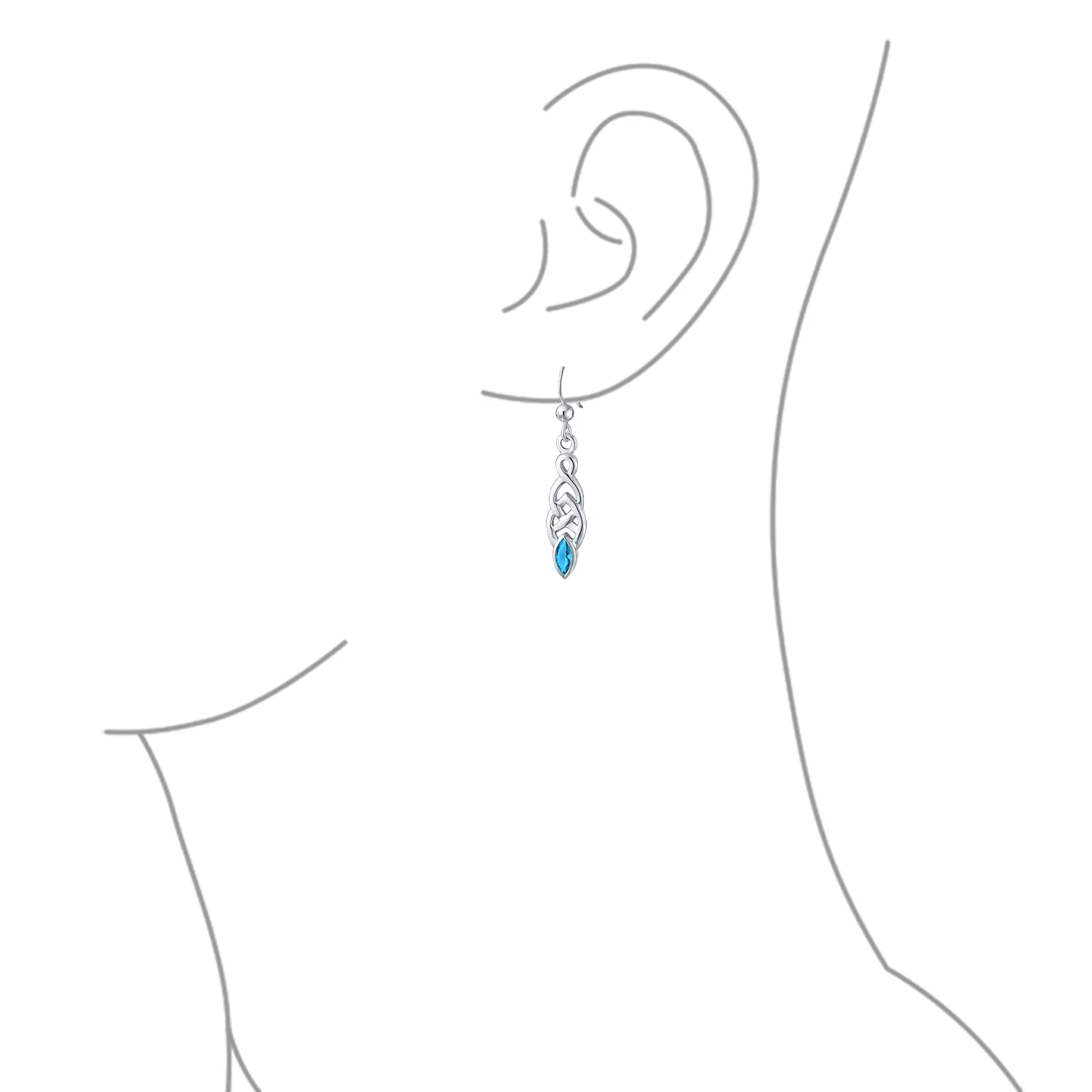 BFF Celtic Love Knot Bezel Set CZ Fish Hook Dangle Earrings - Image 5