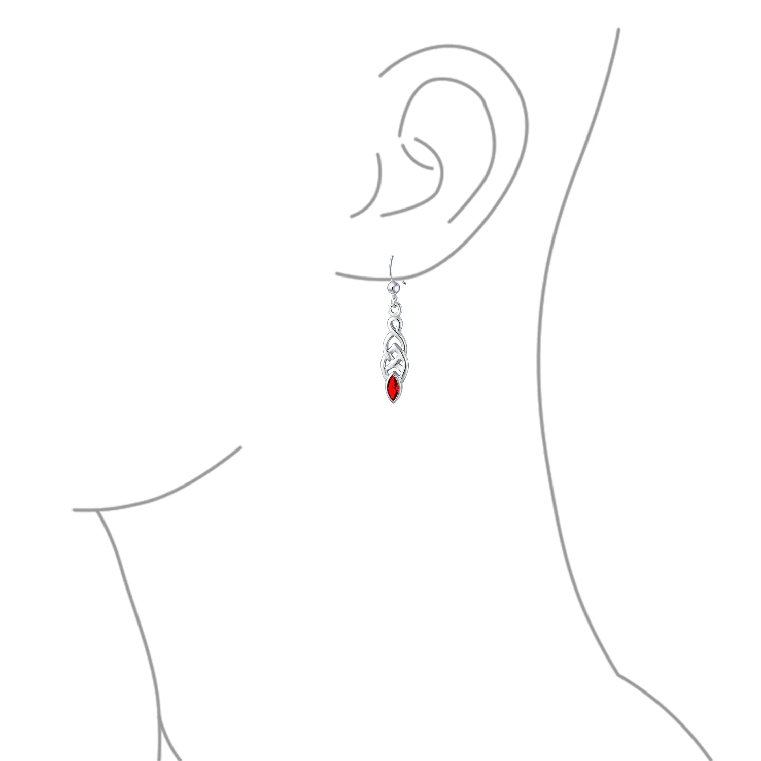 BFF Celtic Love Knot Bezel Set CZ Fish Hook Dangle Earrings - Image 6