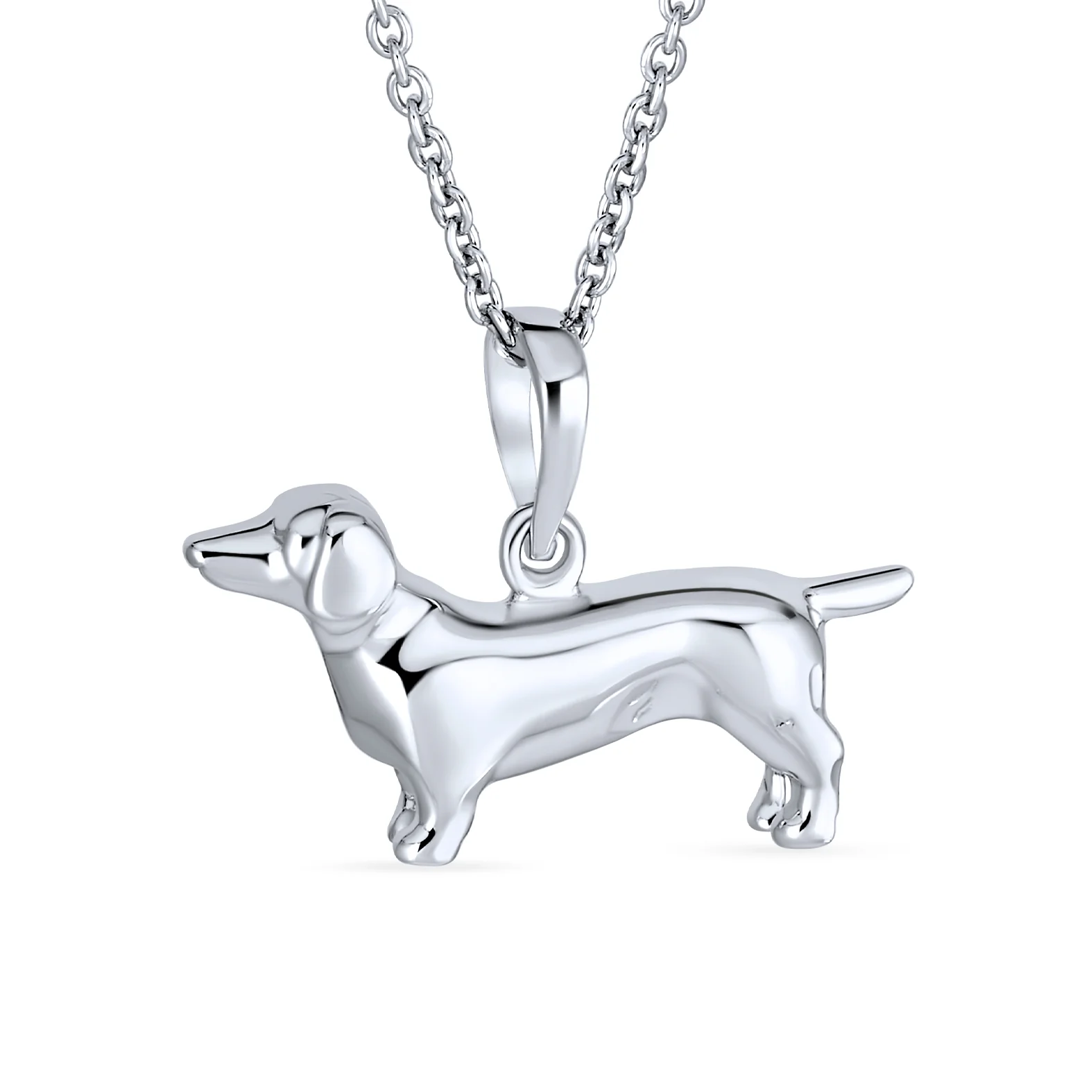 BFF Dachshund Puppy Pendant Necklace in Silver 18 Inch Chain