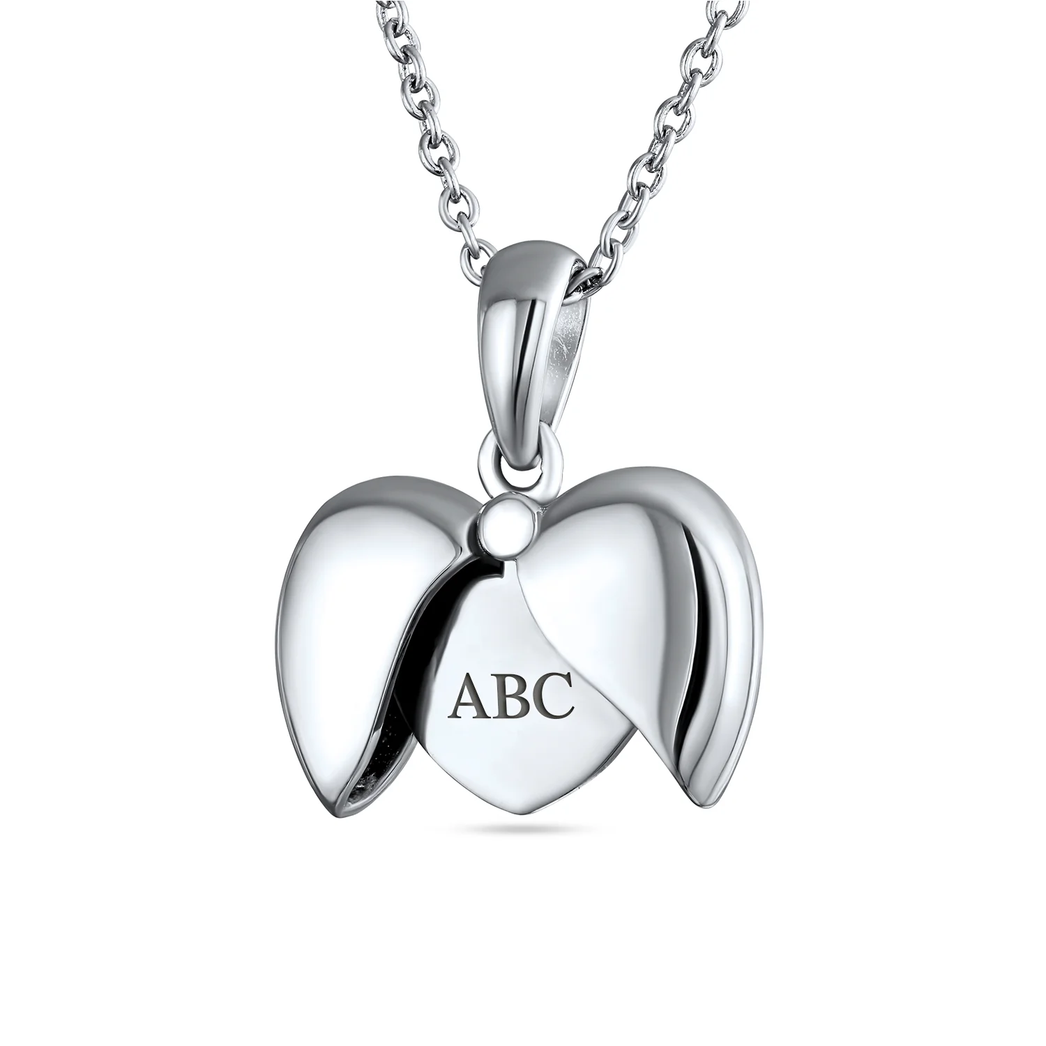 BEST MOM Word Angel Wing Heart Locket Pendant Necklace .925 Sterling Silver - Image 9