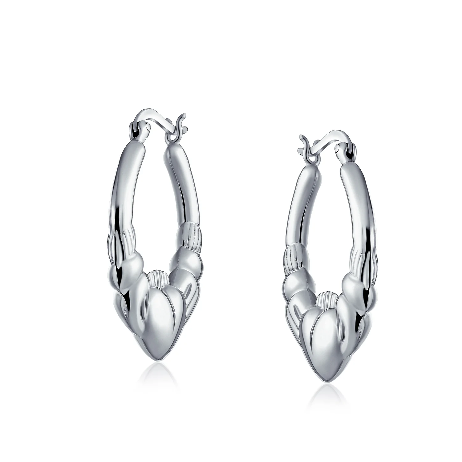 BFF Love Heart Celtic Claddagh Hoop Huggie Earrings - Image 2