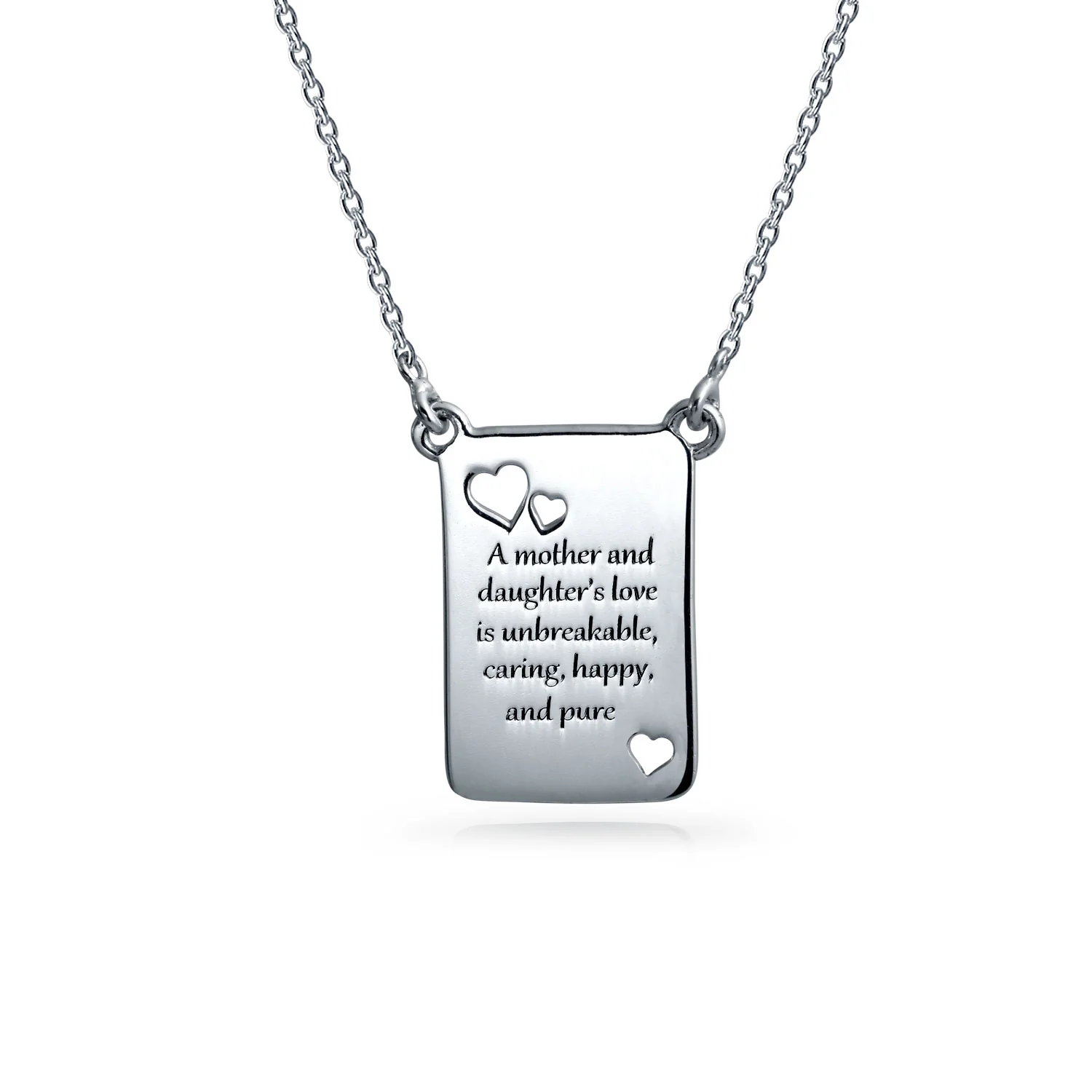BFF Mother Daughter Heart Pendant Necklace Silver with Quote