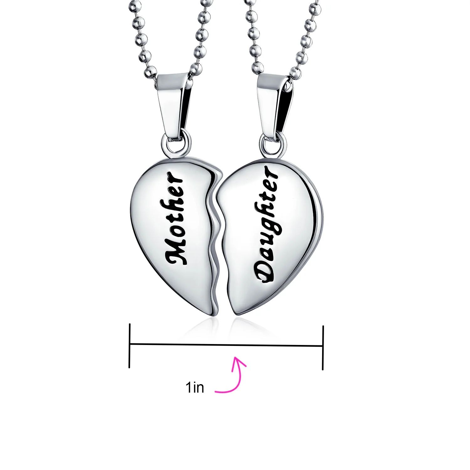 Mother Daughter Split 2 pcs Breakable Heart Puzzle Pendant Necklace Stainless - Image 4