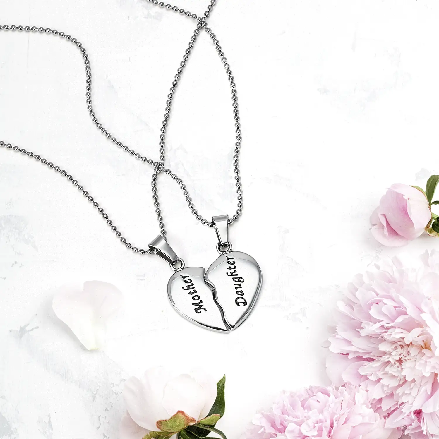 Mother Daughter Split 2 pcs Breakable Heart Puzzle Pendant Necklace Stainless - Image 6