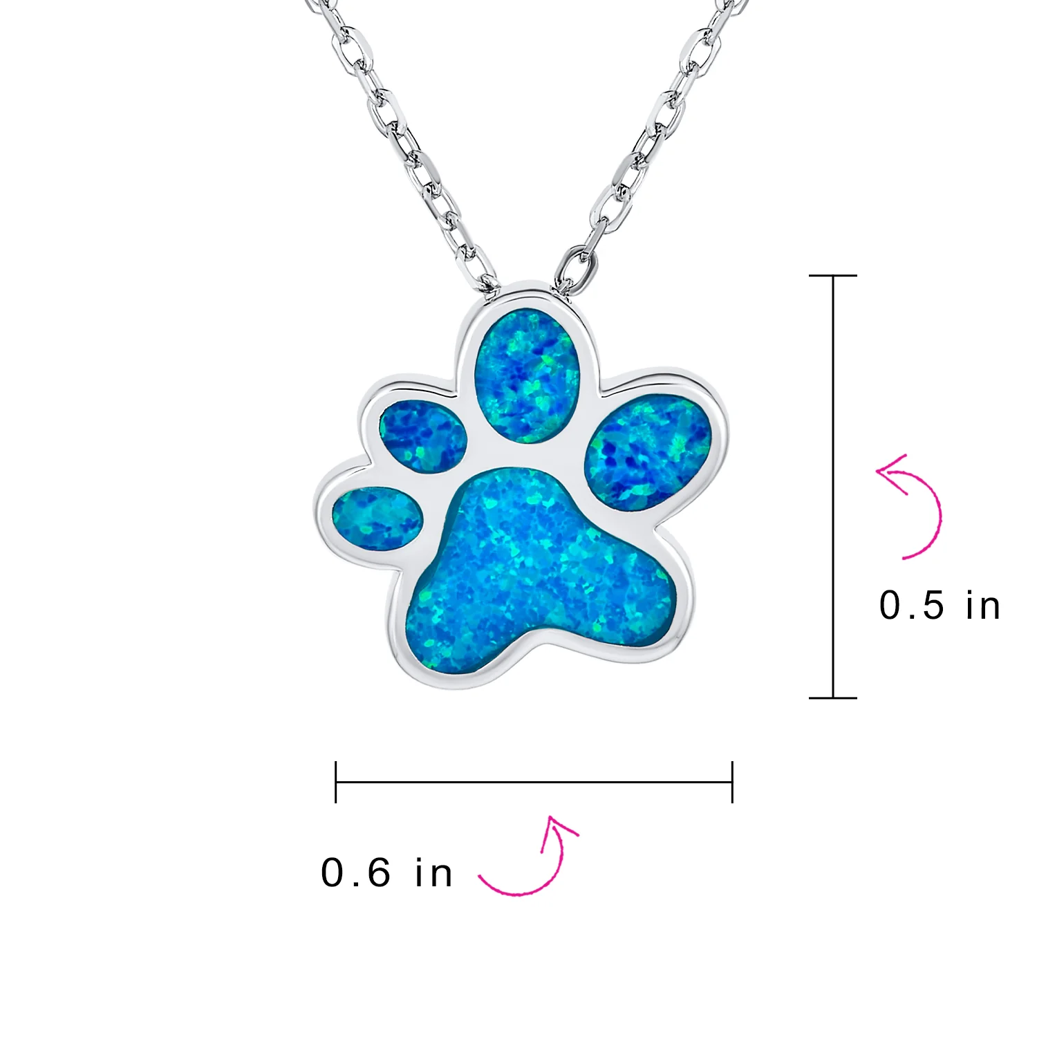 BFF Best Friend Pet Lover Opal Paw Print Pendant Necklace - Image 3