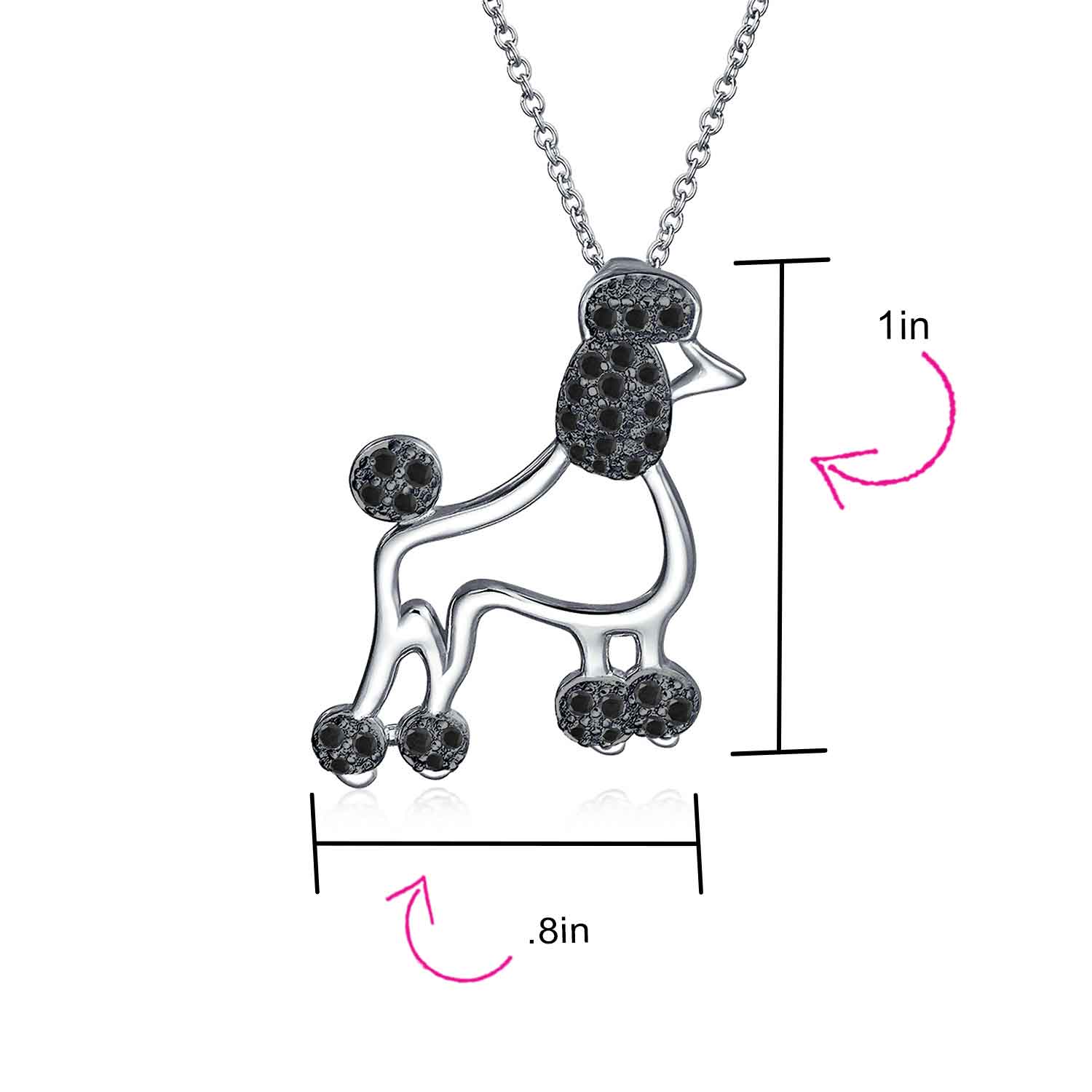 Animal Lover Pink CZ Pet Dog Elegant Poodle Pendant Necklace .925 Sterling Silver - Image 10