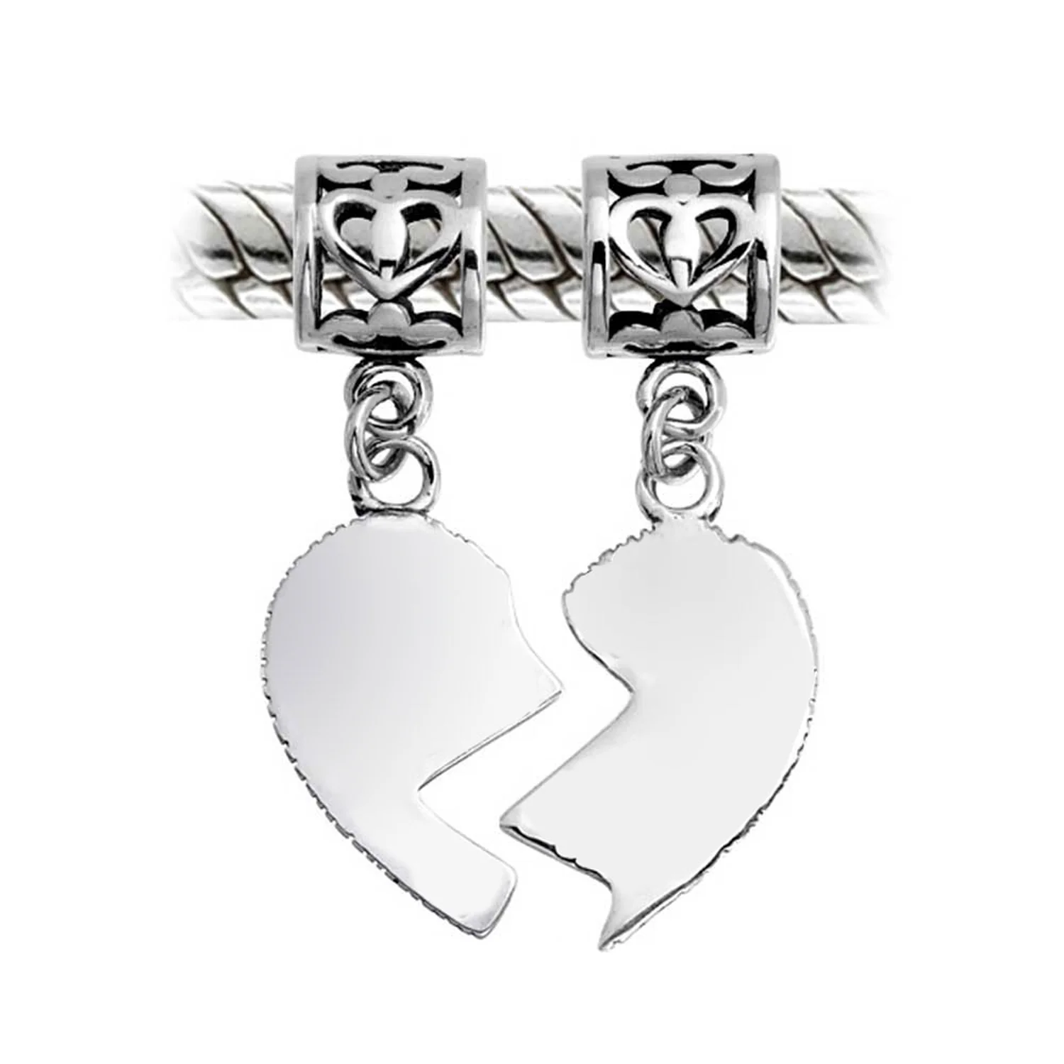 Puzzle Split Heart Grandmother Granddaughter Dangle Charm Bead Sterling Silver Fit European Bracelet - Image 5