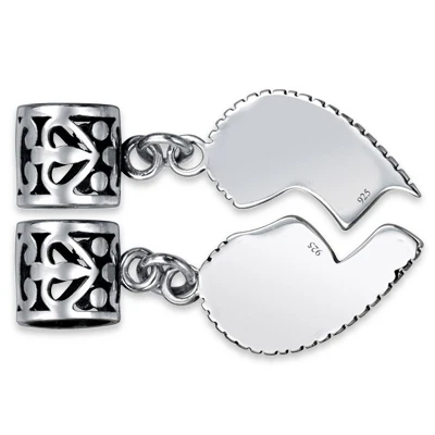 BFF SIS Little SIS 2 Pc Split Heart Charm Bead Sterling Silver for European Bracelet - Image 6