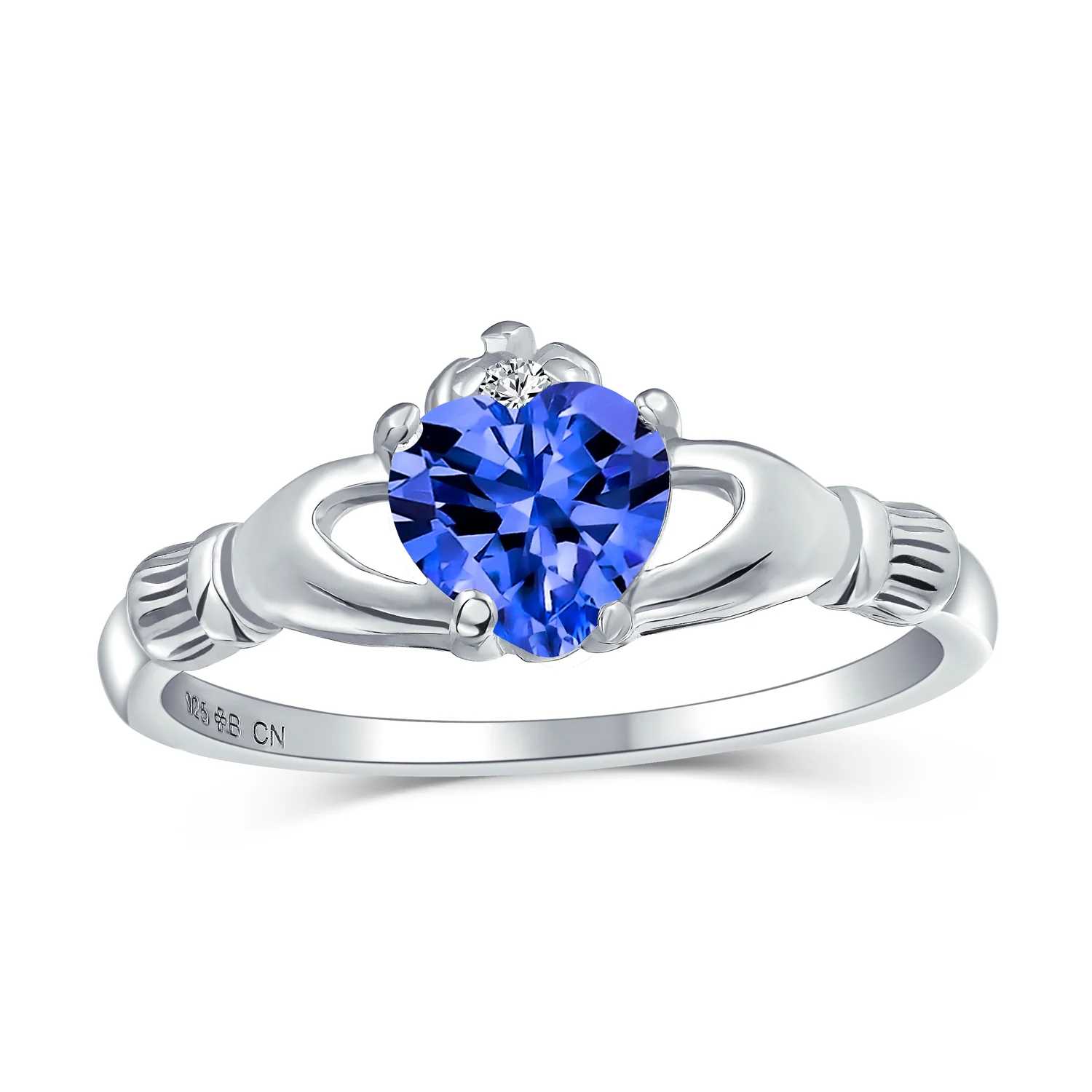 BFF Sister Statement Ring Blue Simulated Sapphire CZ Pave - Image 2