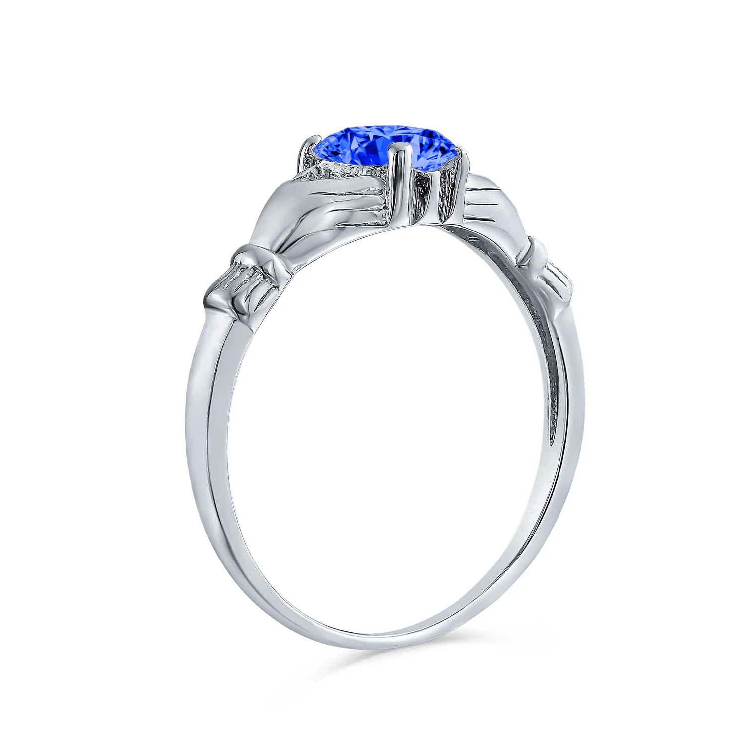 BFF Sister Statement Ring Blue Simulated Sapphire CZ Pave - Image 4