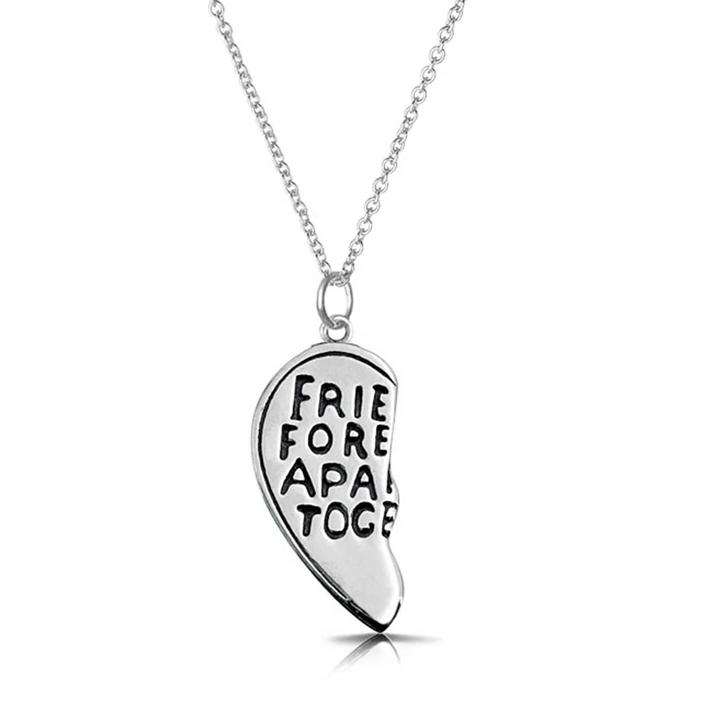 2 PCS BFF Split Heart Puzzle Pendant Necklace Silver - Image 3