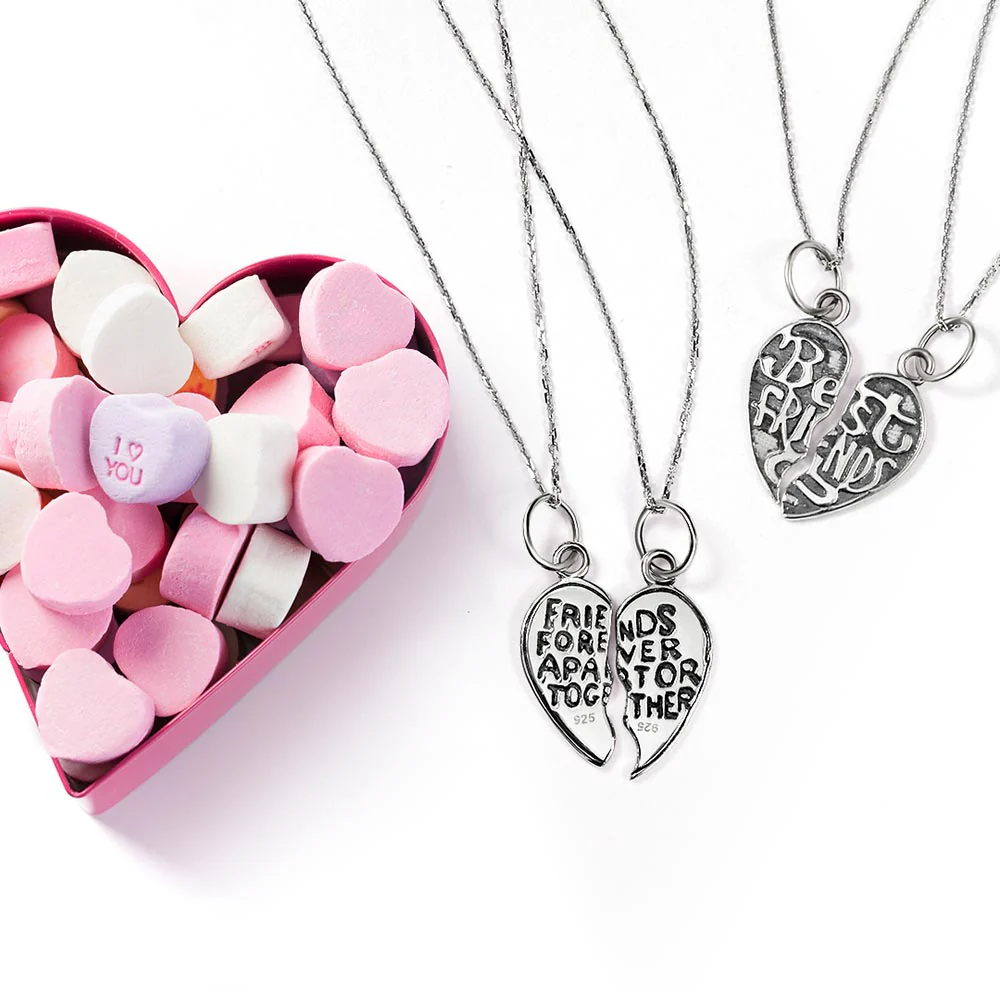 2 PCS BFF Split Heart Puzzle Pendant Necklace Silver - Image 7