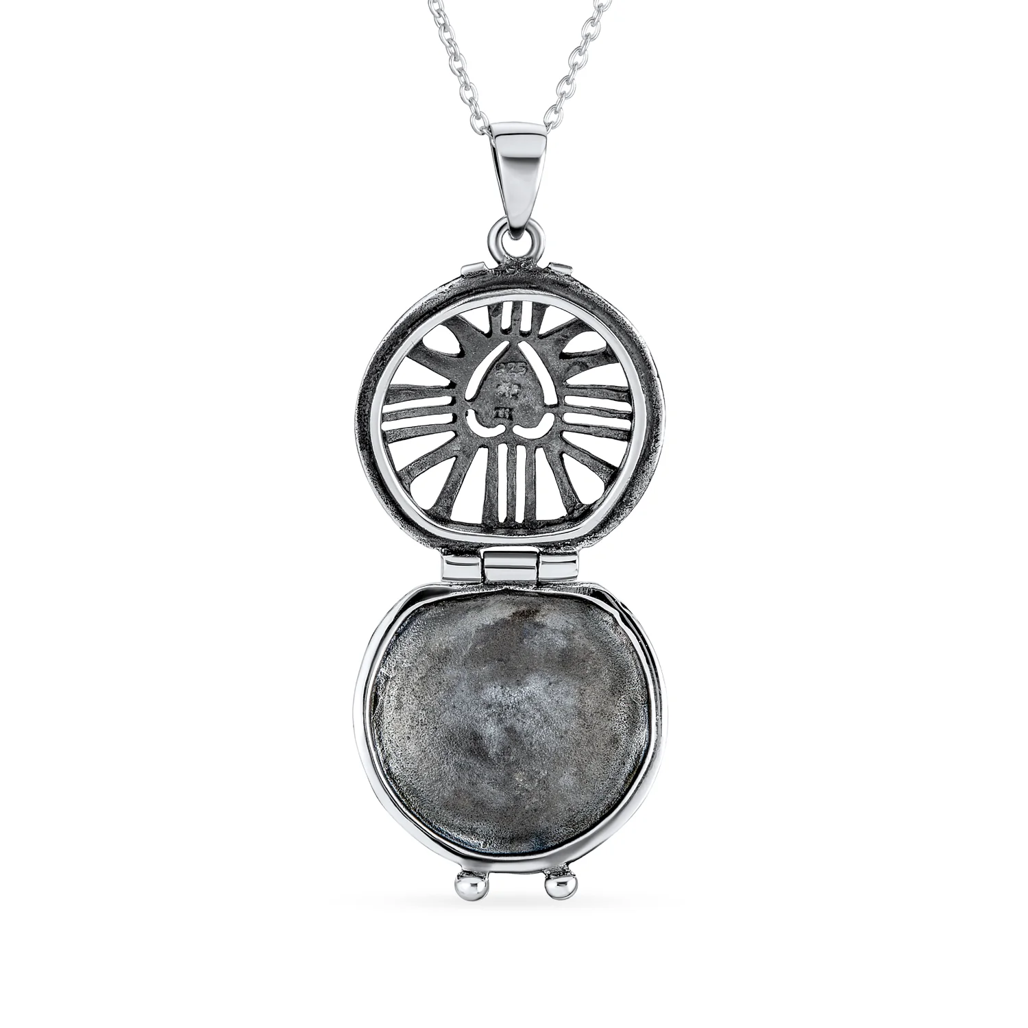 Vintage Style Celtic Round Claddagh Locket Necklace Pendant .925 Sterling Silver - Image 3