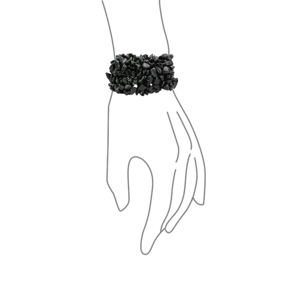 Big Chunky Gemstone Chips Stretch Bracelet Crystal Accents - Image 11