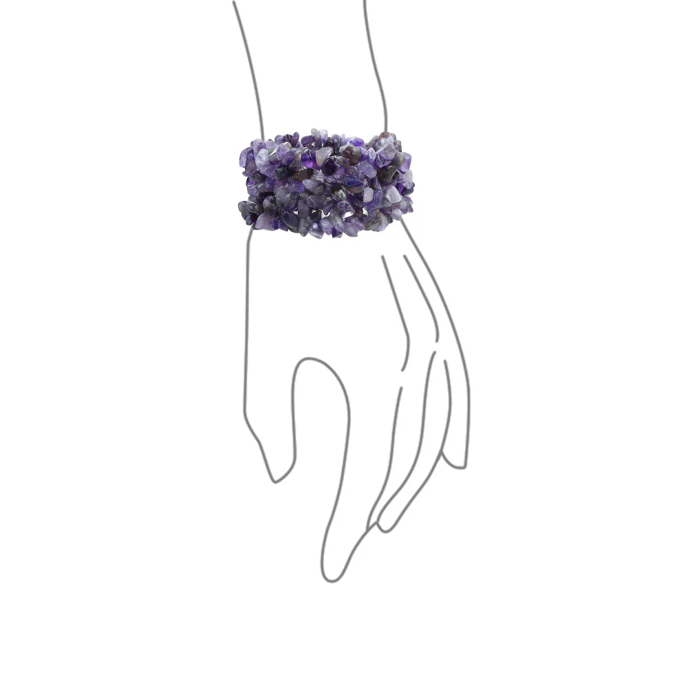 Big Chunky Gemstone Chips Stretch Bracelet Crystal Accents - Image 12