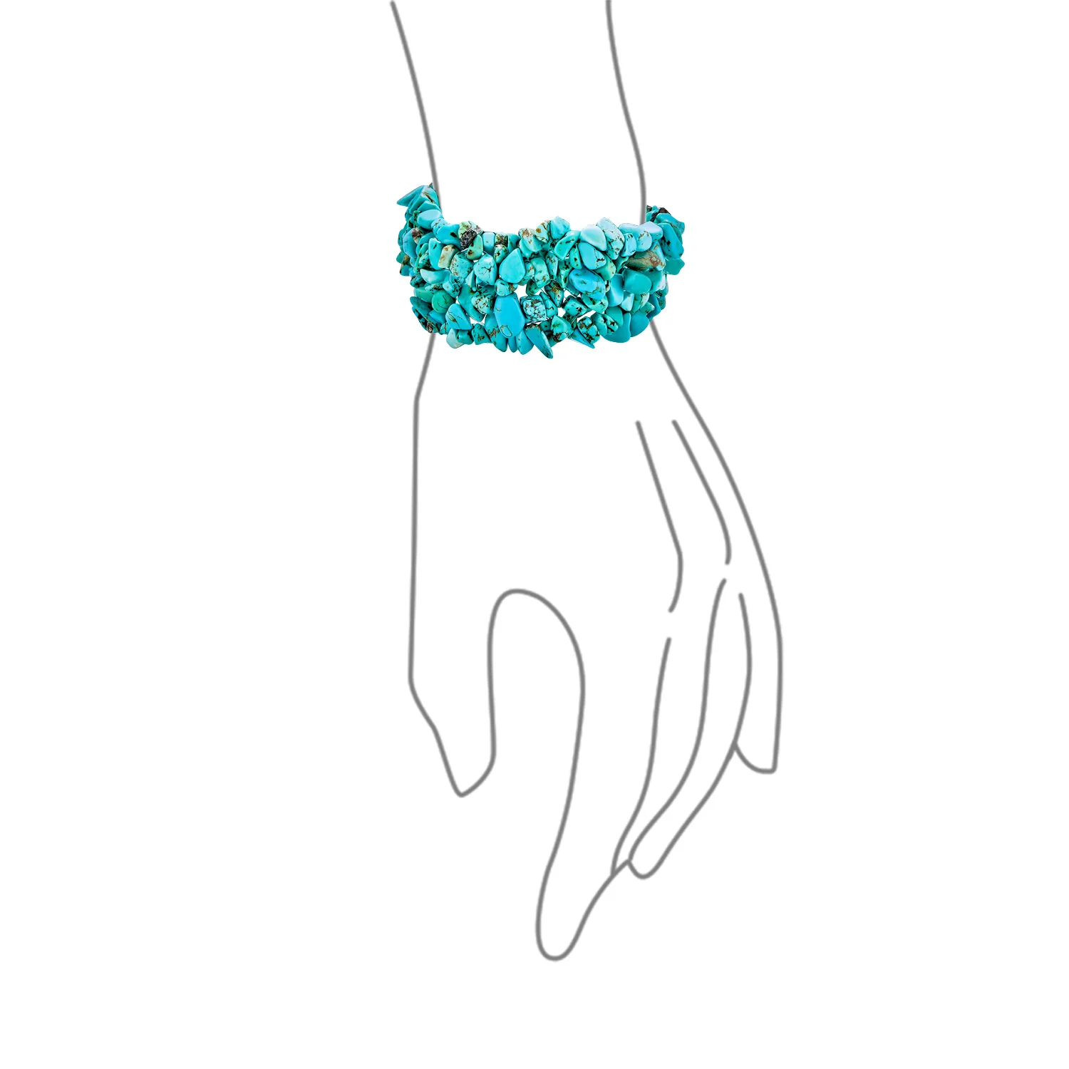 Big Chunky Gemstone Chips Stretch Bracelet Crystal Accents - Image 13