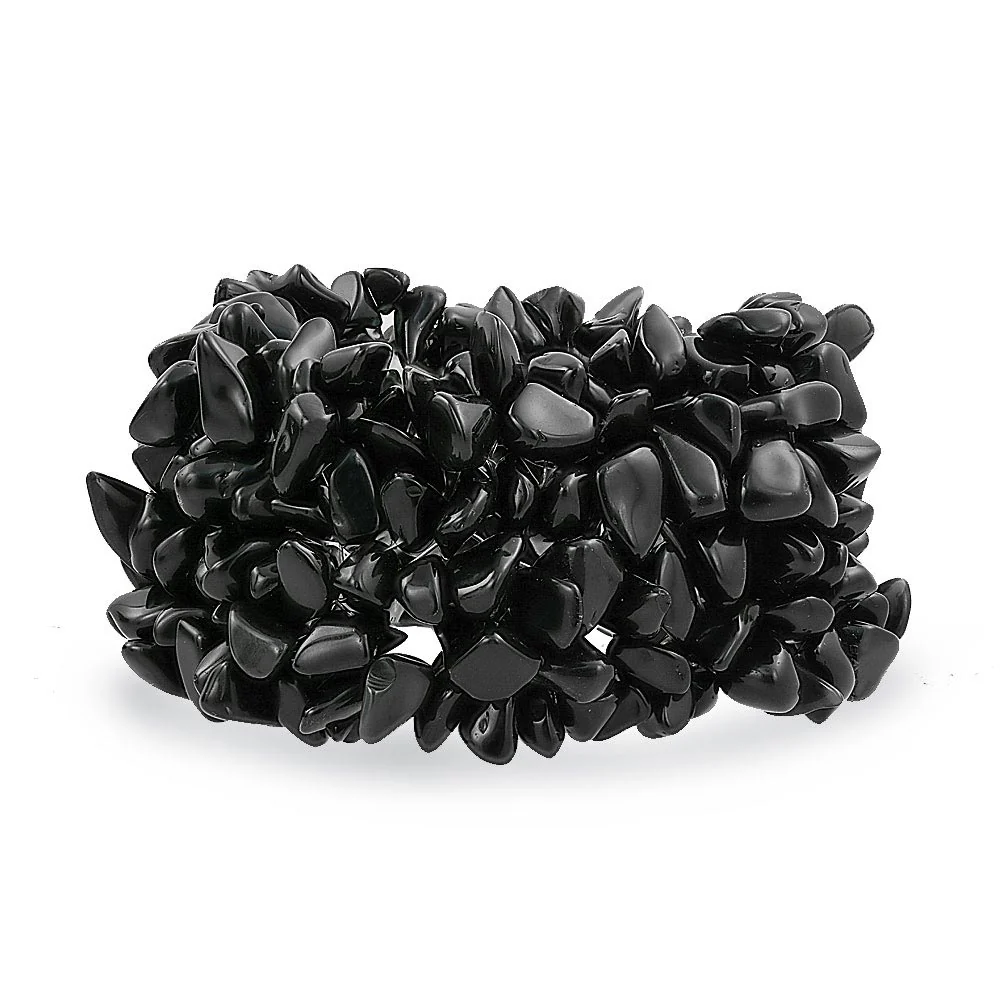 Big Chunky Gemstone Chips Stretch Bracelet Crystal Accents - Image 6