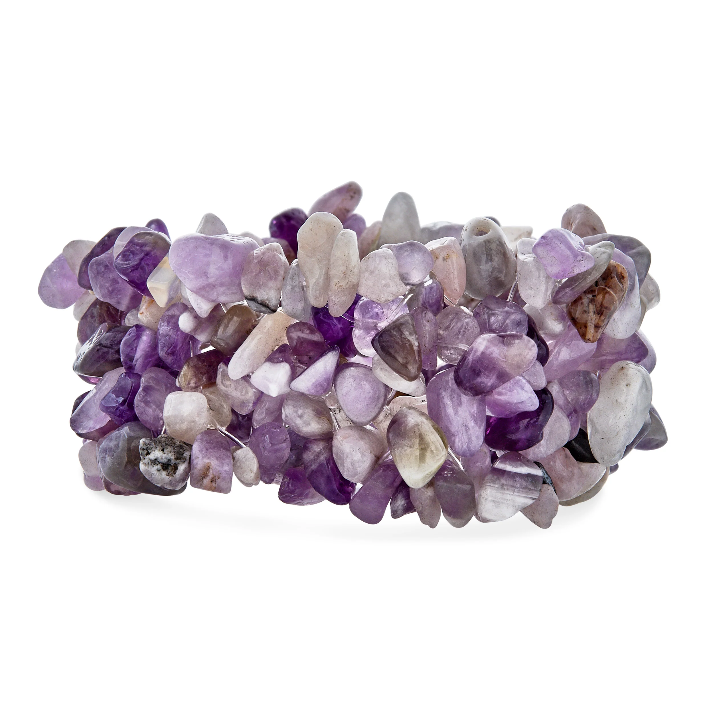 Big Chunky Gemstone Chips Stretch Bracelet Crystal Accents - Image 7
