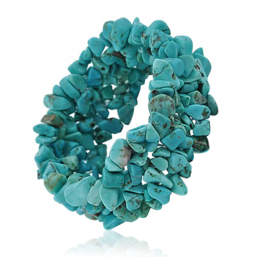 Big Chunky Gemstone Chips Stretch Bracelet Crystal Accents - Image 8
