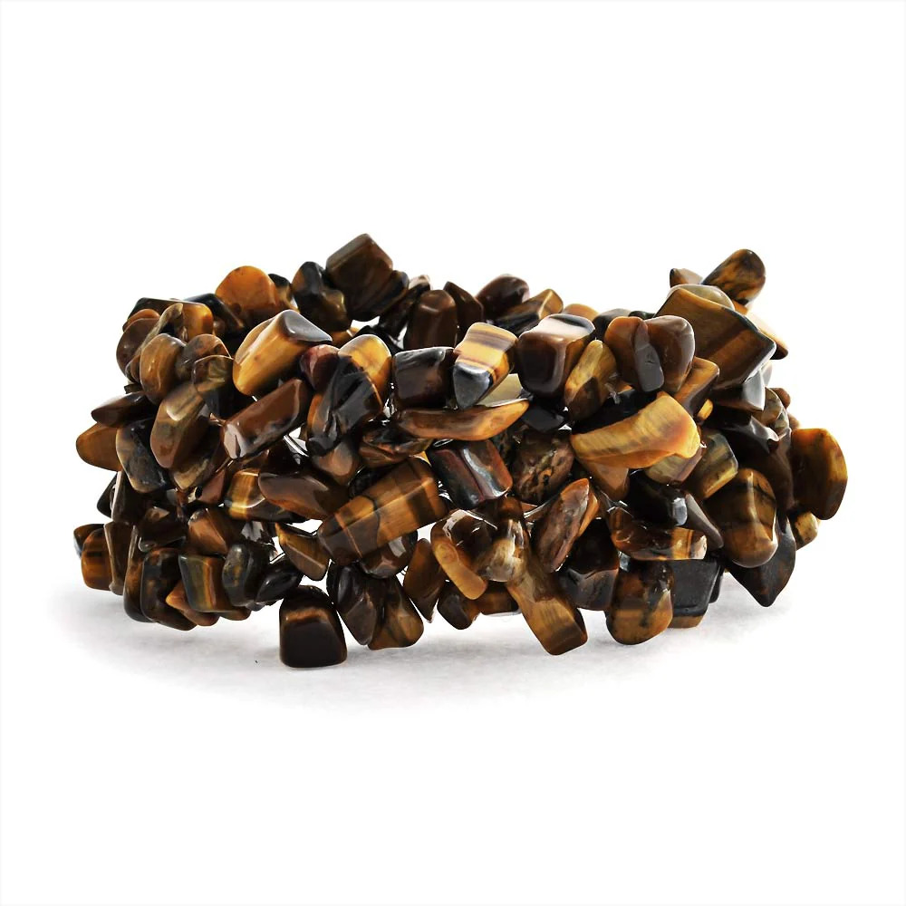 Big Chunky Gemstone Chips Stretch Bracelet Crystal Accents - Image 9