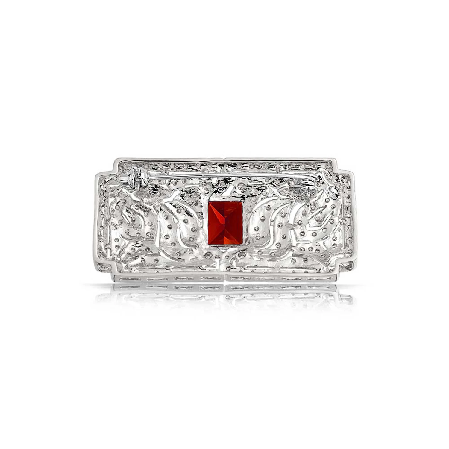 Art Deco Style Filigree Emerald Green Cubic Zirconia CZ Rectangle Cocktail Lapel Scarf Brooch Pin - Image 6
