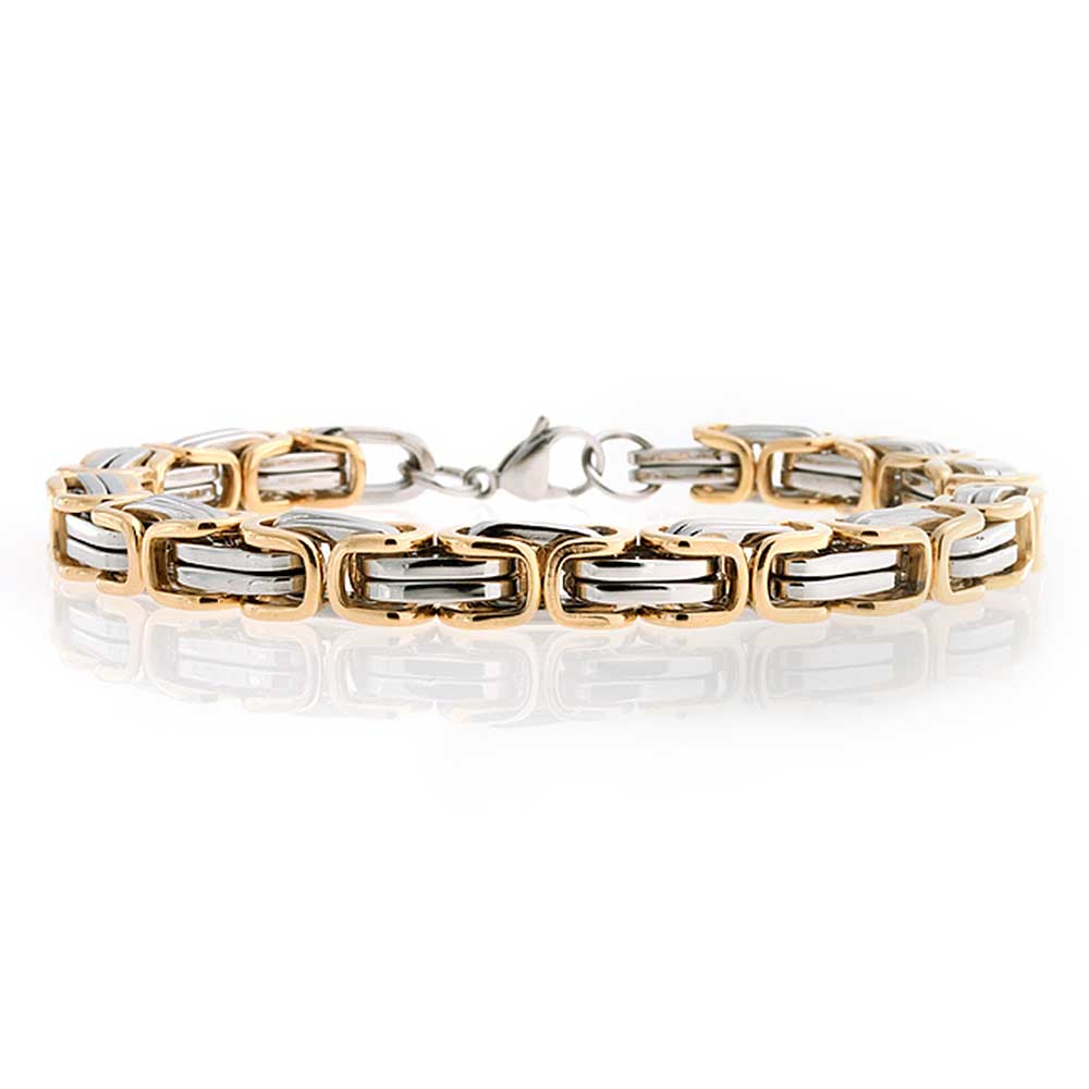 Biker Byzantine Chain Link Bracelet Black Silver Gold - Image 3