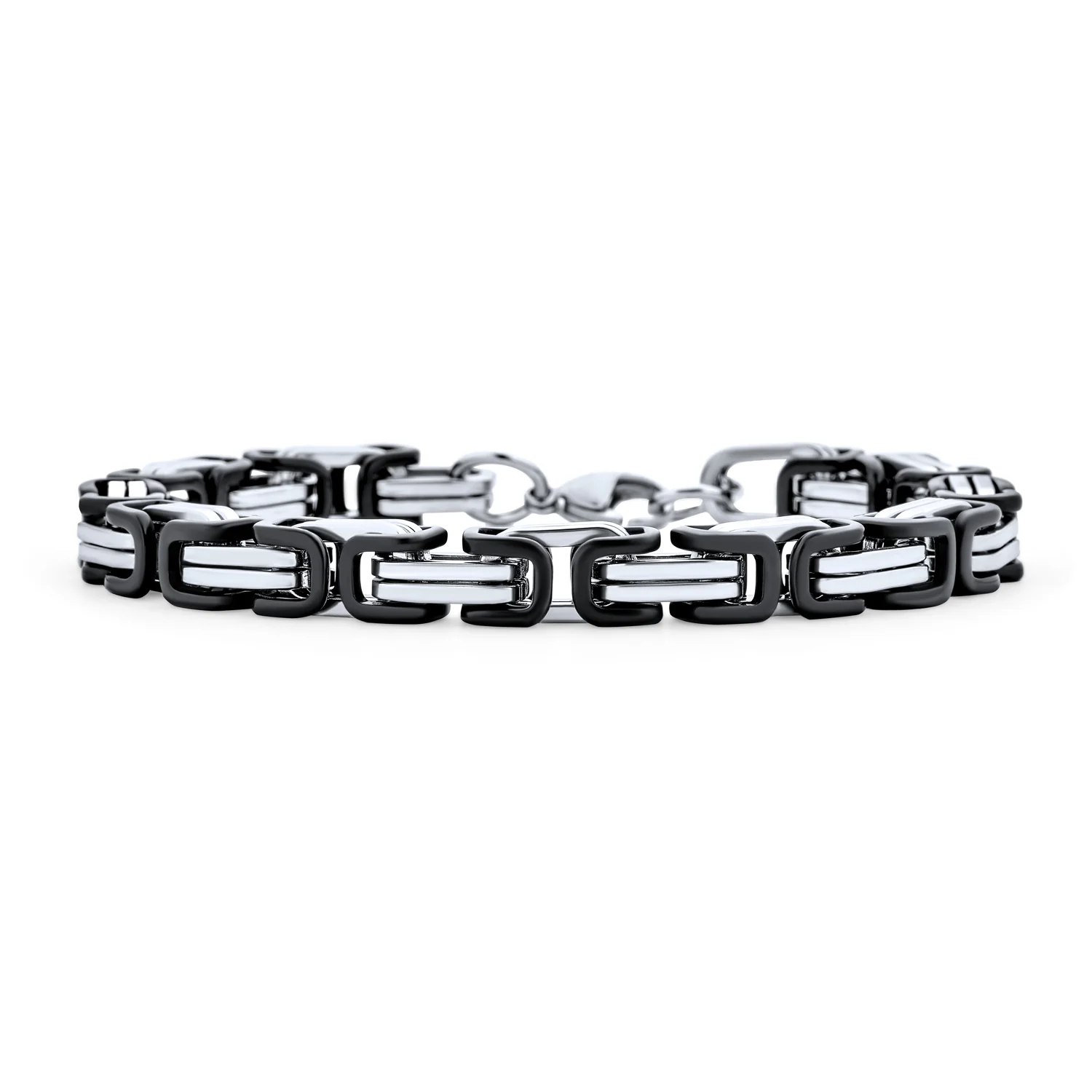 Biker Byzantine Chain Link Bracelet Black Silver Gold - Image 4