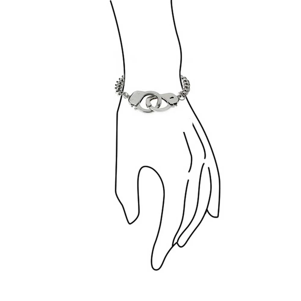 Biker Jewelry Couples Handcuff Statement Bracelet Cuban Curb Chain Stainless Steel 8, 8.5 Inch - Image 3
