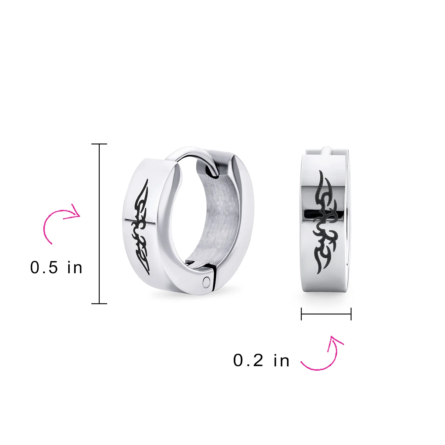Laser Etched Guardian Angel Wings Mini Hoop Huggie Earrings Stainless Steel - Image 8