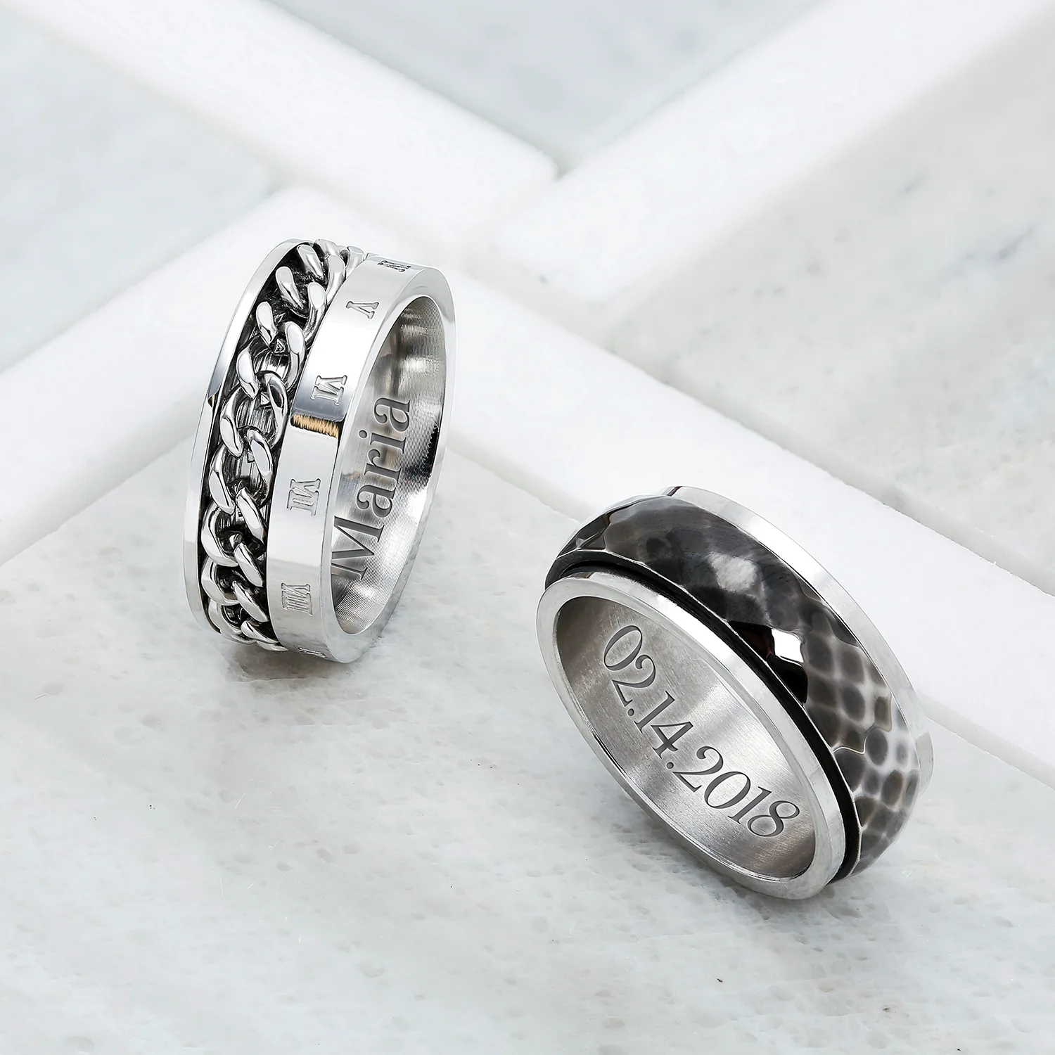 Biker Rope Chain Stainless Steel Wedding Band Ring Oxidized - Image 4