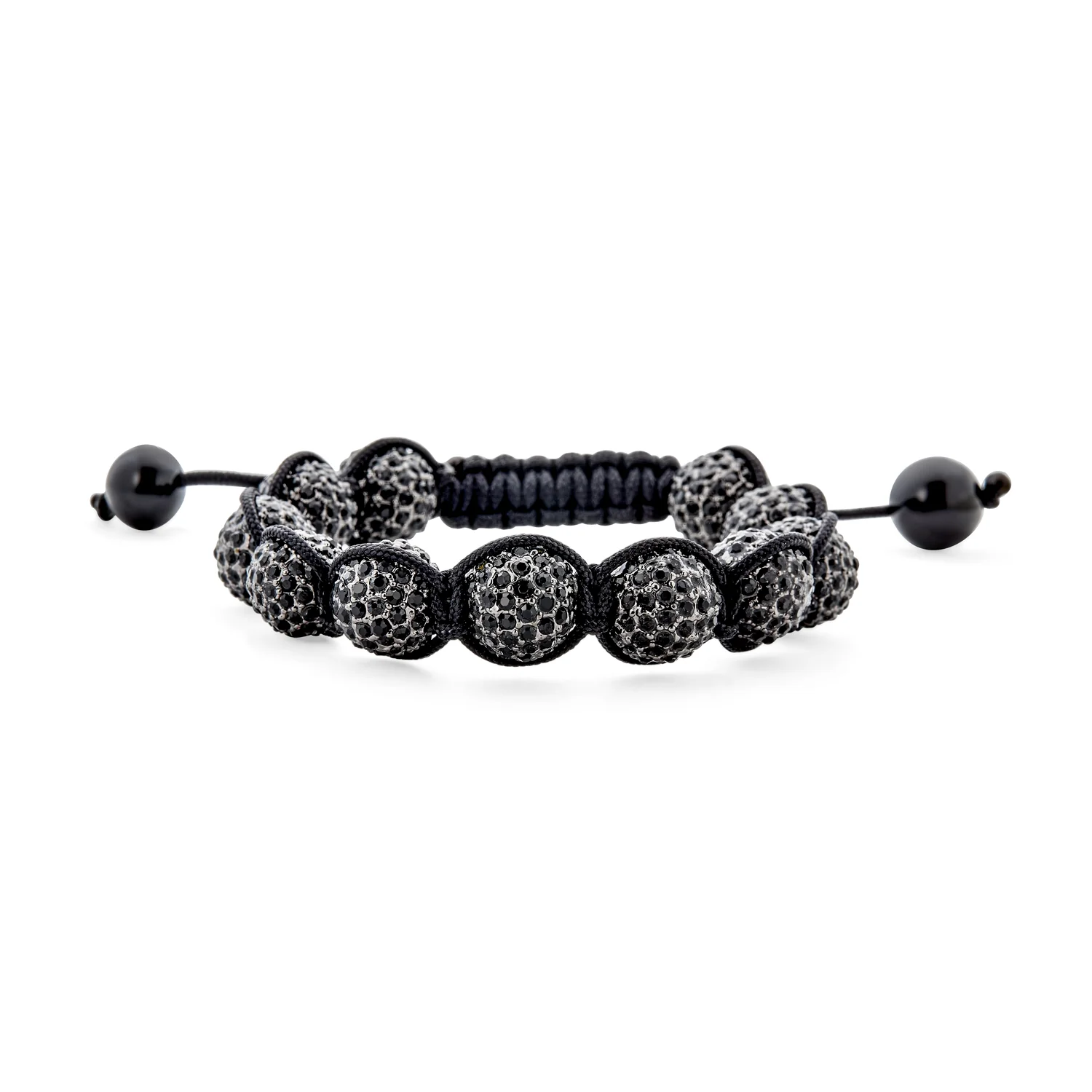 Pave Crystal Disco Ball Strand Bracelet Gold Tone