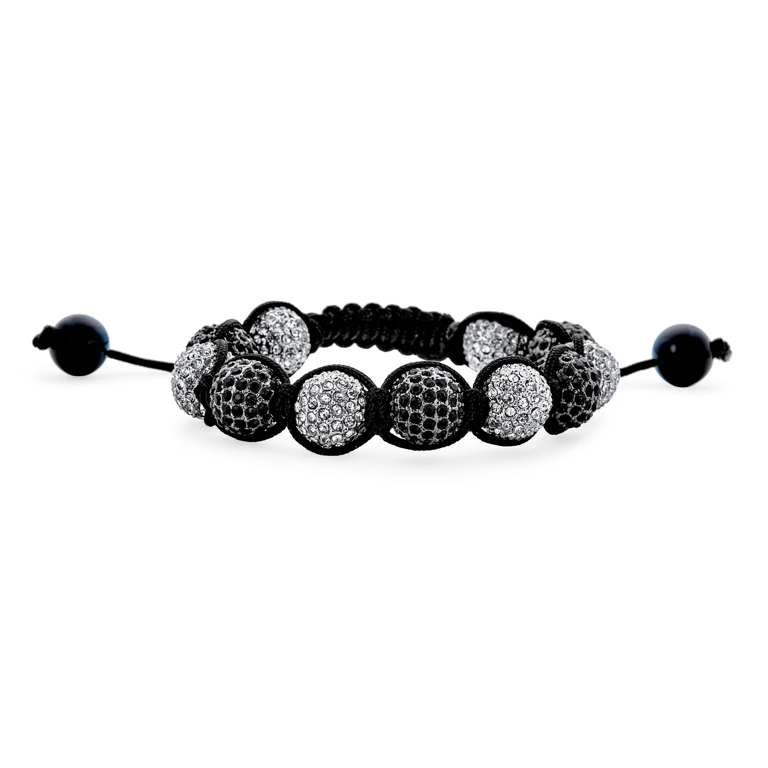 Pave Crystal Disco Ball Strand Bracelet Gold Tone - Image 2