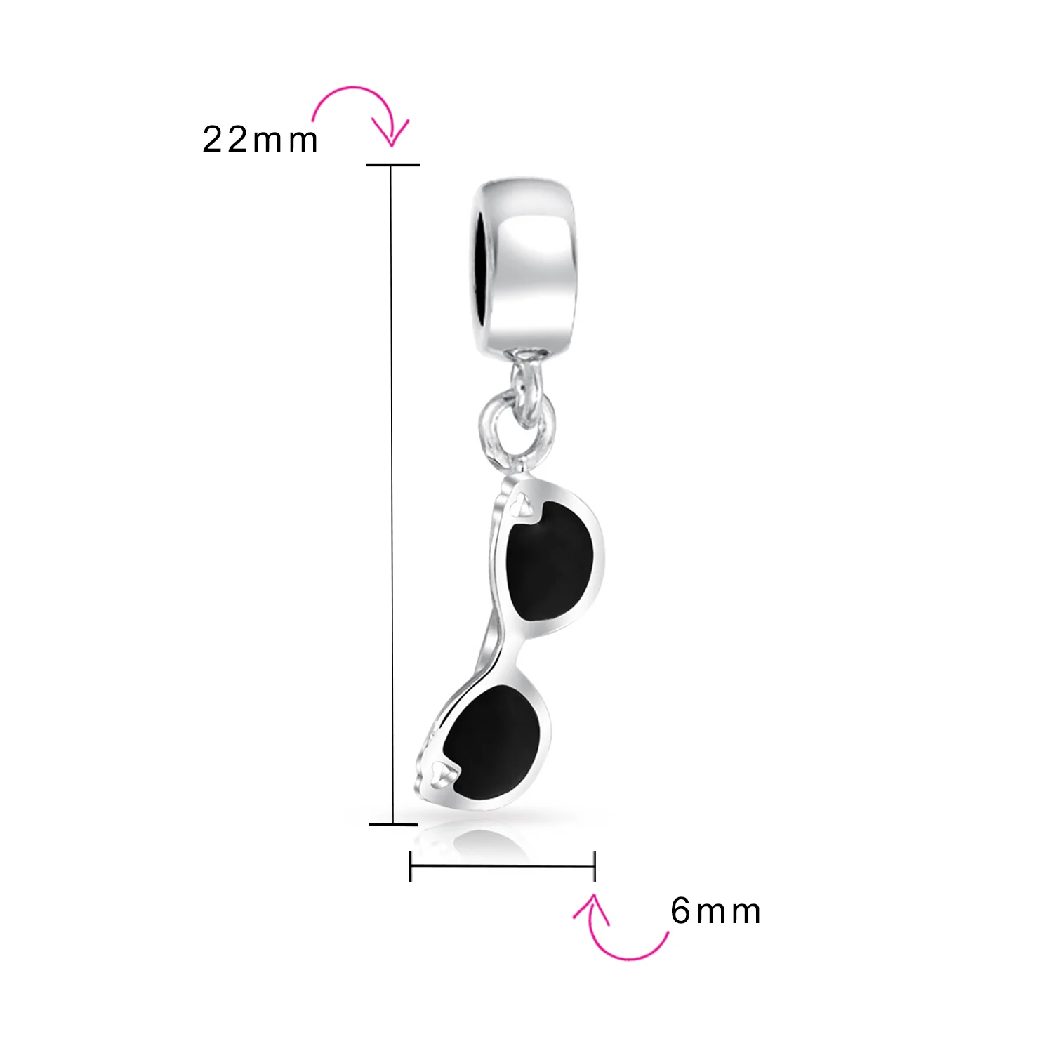 Black Movie Star Sunglasses Glass Charm Bead for Bracelets - Image 4