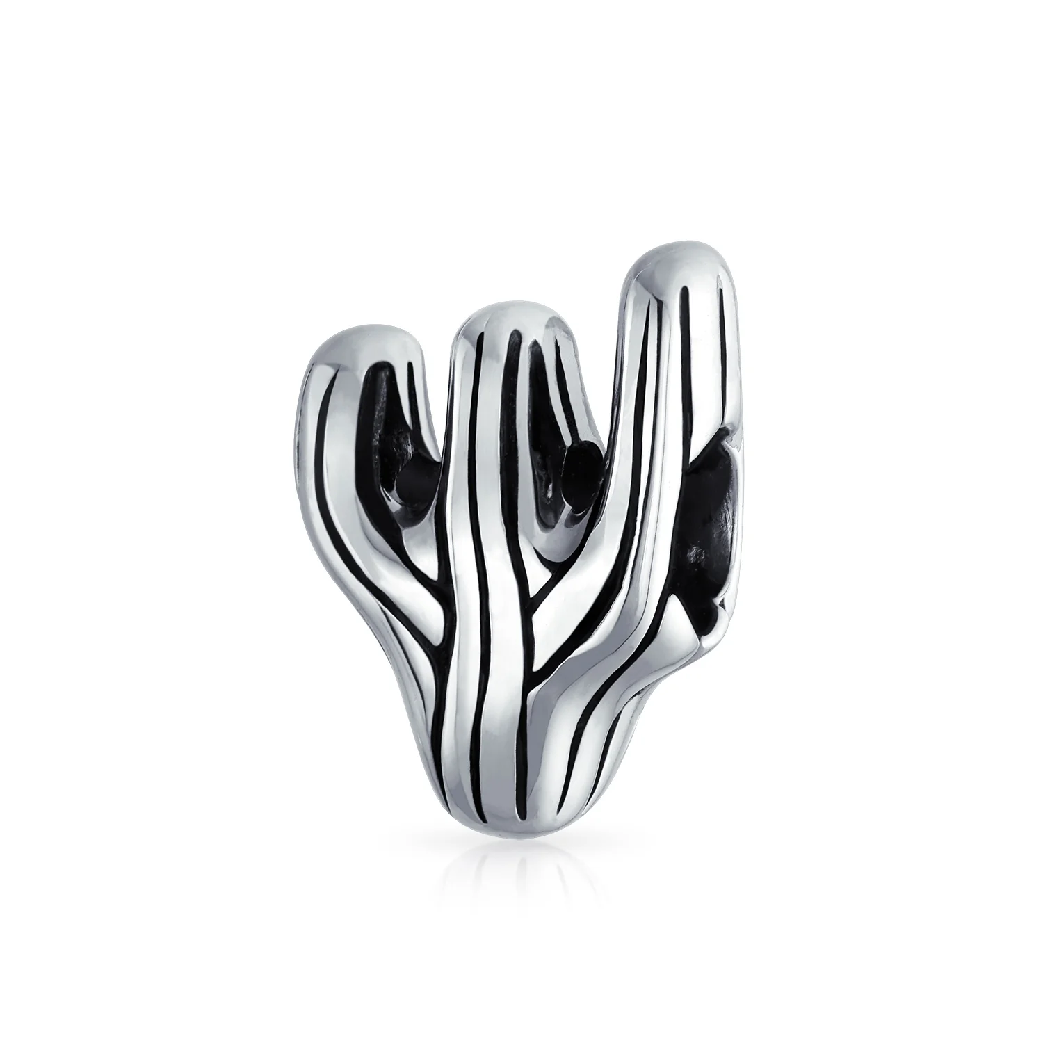 Set of 2 Black Movie Star Sunglasses & Cactus Charm Bead Sterling Silver Fits European Bracelet - Image 2