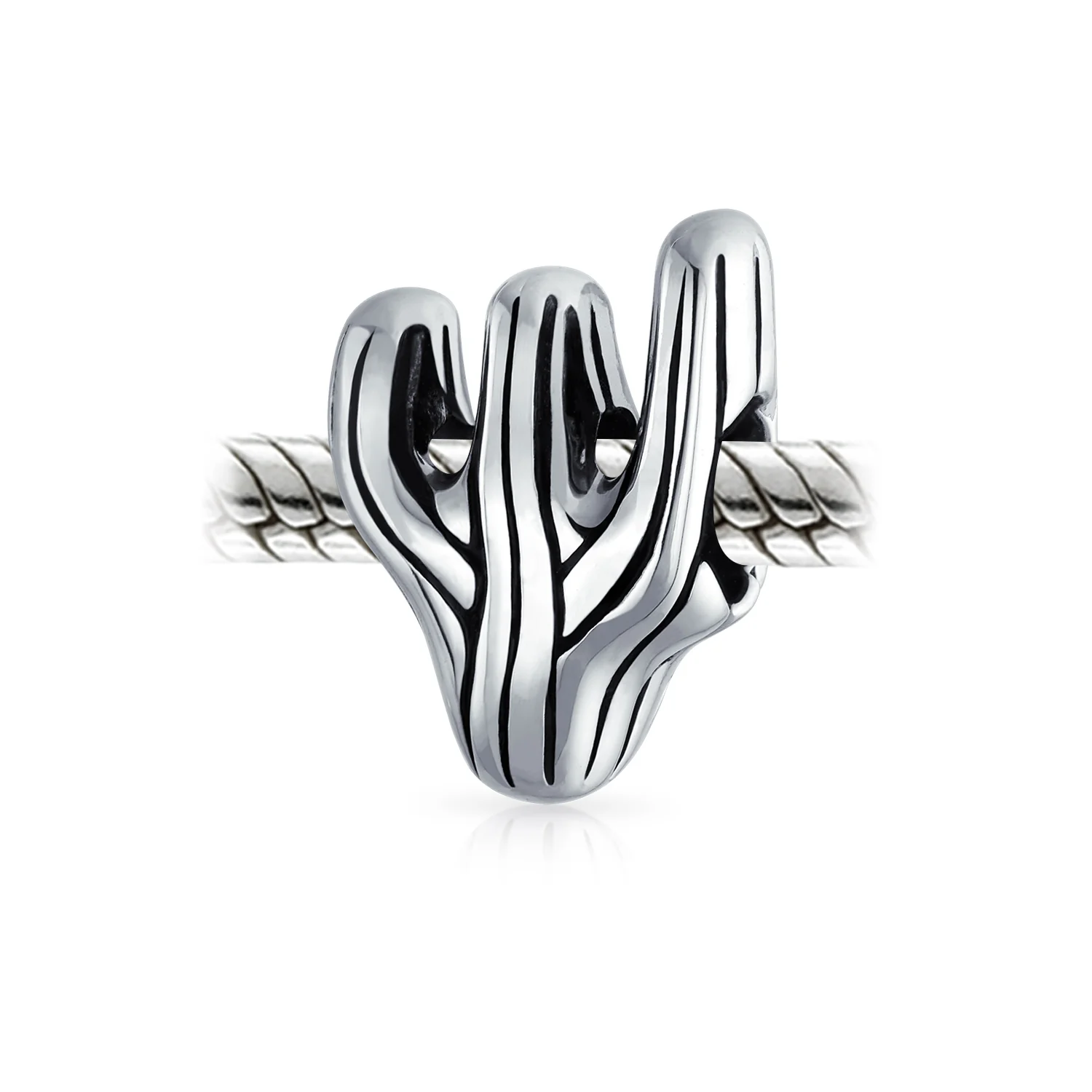 Set of 2 Black Movie Star Sunglasses & Cactus Charm Bead Sterling Silver Fits European Bracelet - Image 3