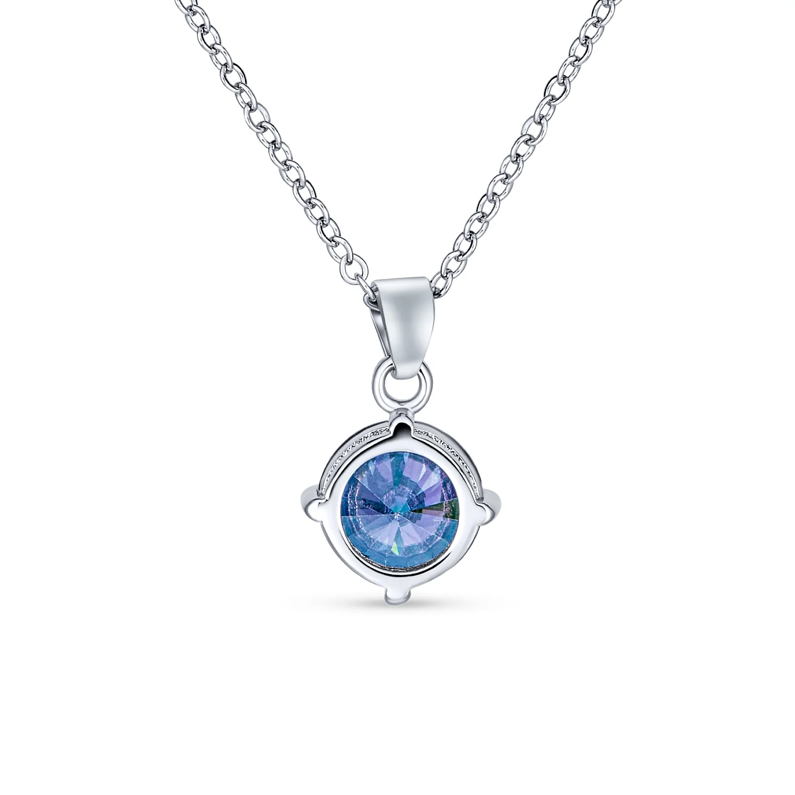 2CTW Black Mystic Rainbow CZ Solitaire Pendant Necklace - Image 2