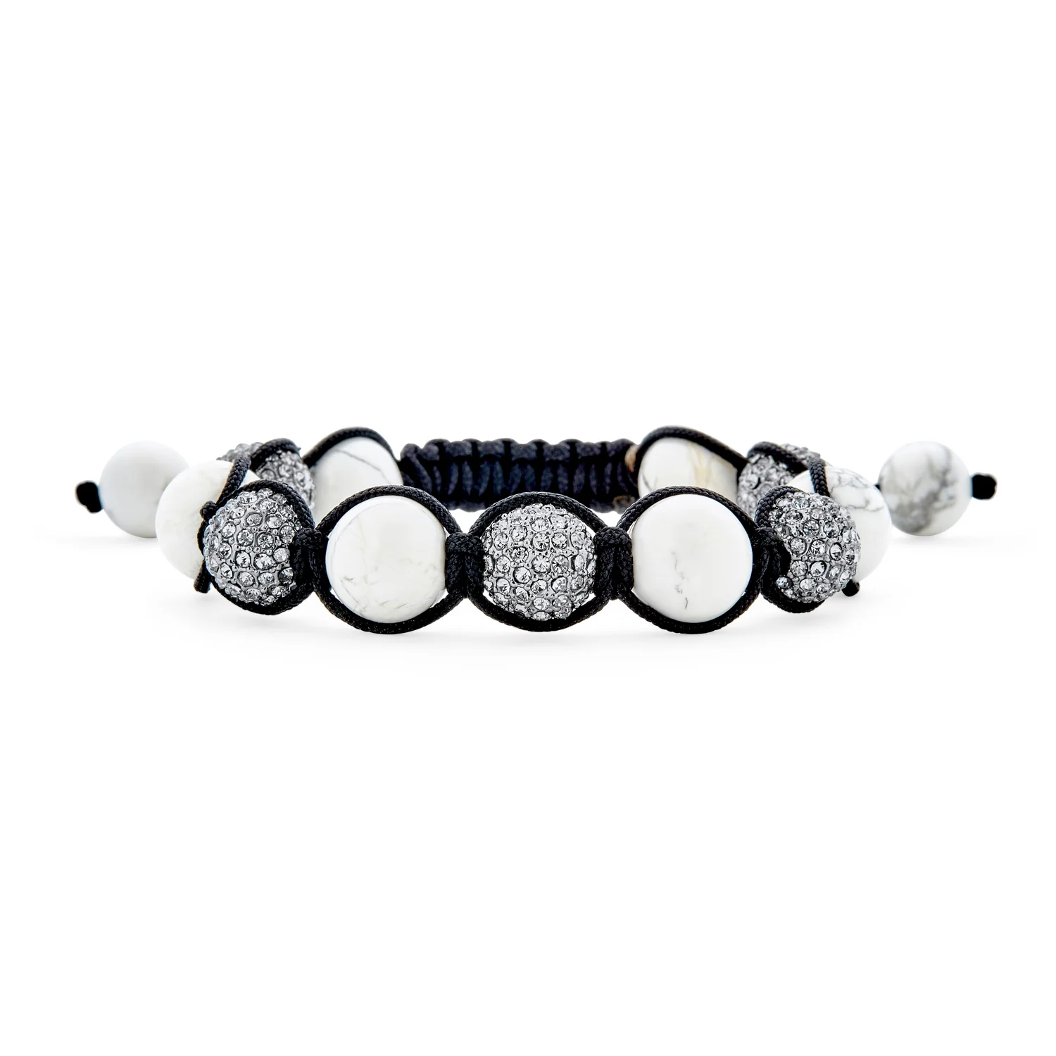 Black Navy Blue Gold Bead Pave Crystal Ball Strand Bracelet