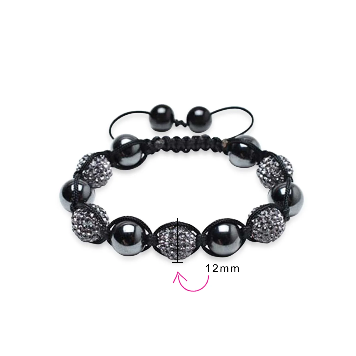 Black Navy Blue Gold Bead Pave Crystal Ball Strand Bracelet - Image 12