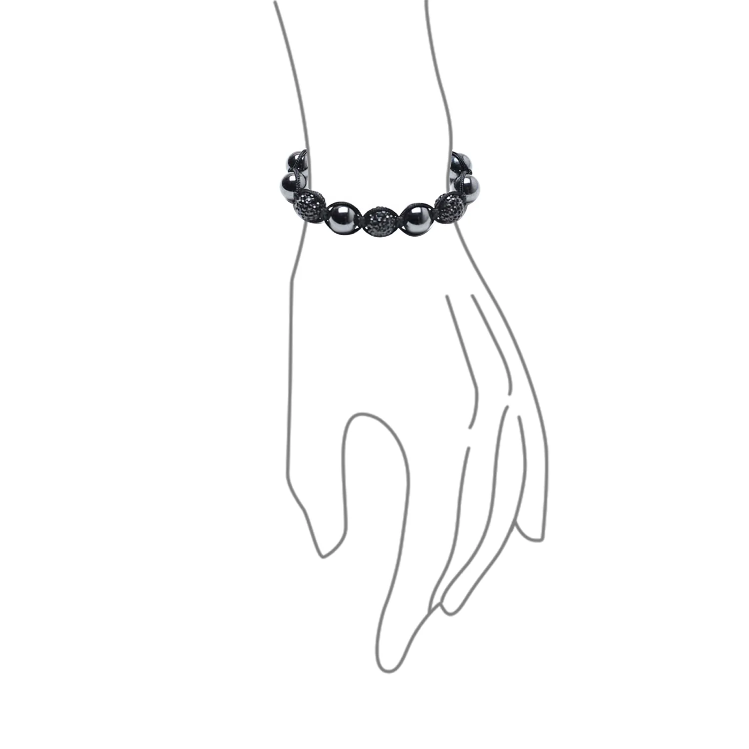 Black Navy Blue Gold Bead Pave Crystal Ball Strand Bracelet - Image 15