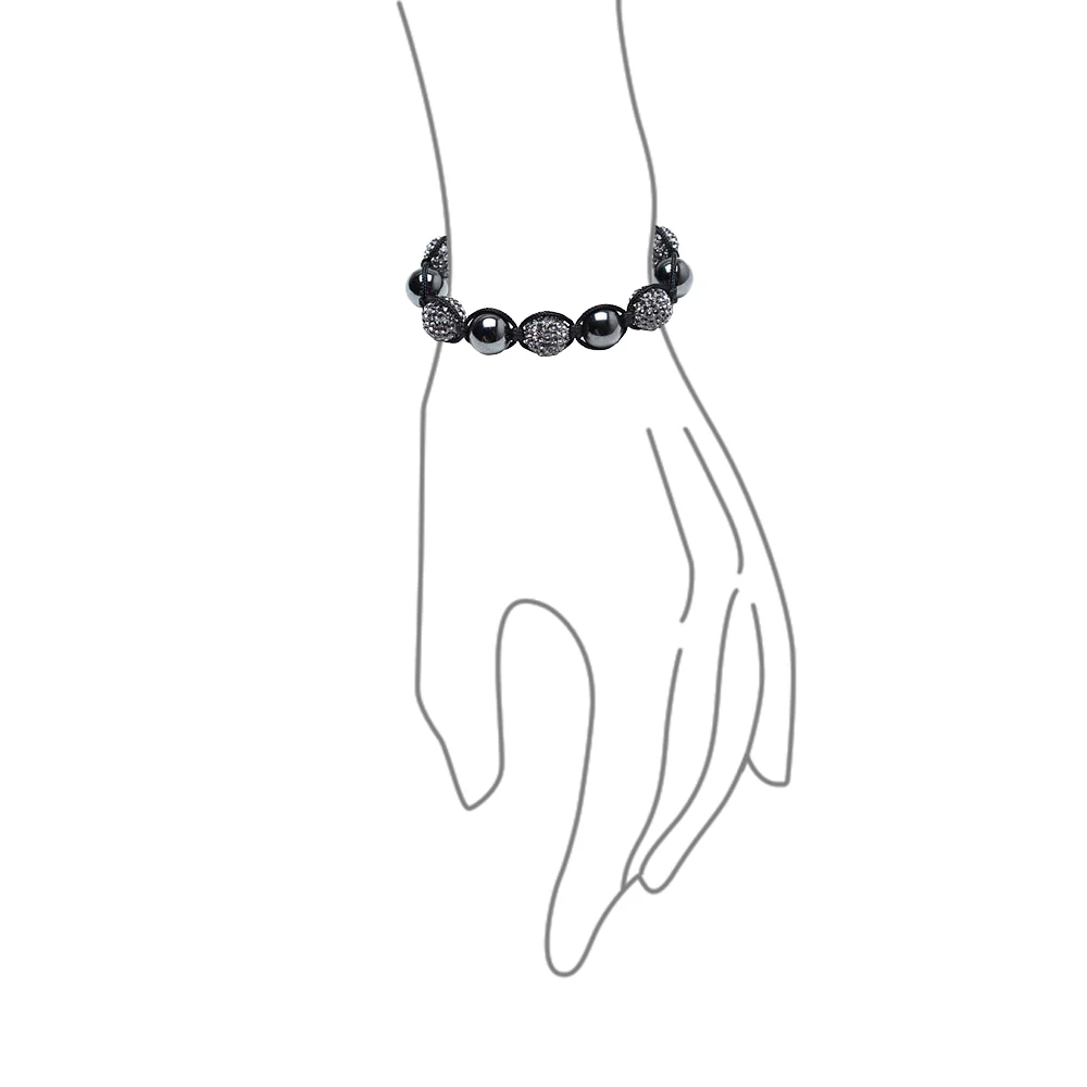 Black Navy Blue Gold Bead Pave Crystal Ball Strand Bracelet - Image 17