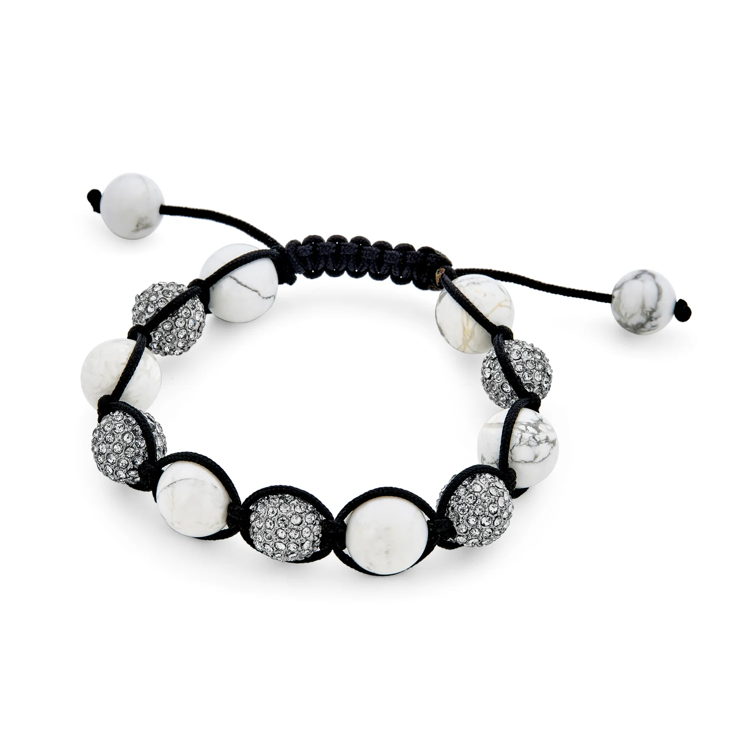 Black Navy Blue Gold Bead Pave Crystal Ball Strand Bracelet - Image 6