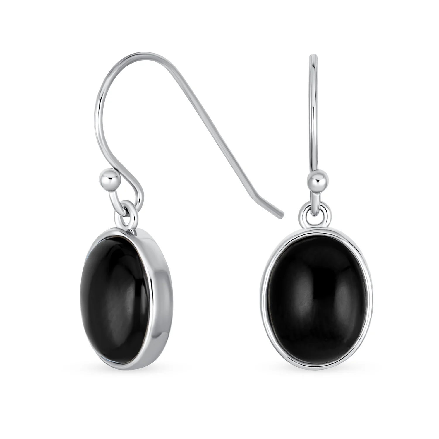 Black Onyx Tube Link Pendant Necklace & Oval Drop Earrings Jewelry Set Silver - Image 5