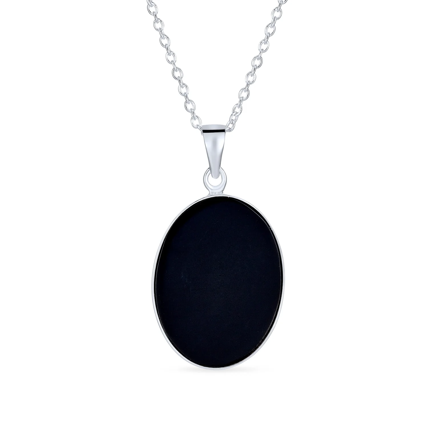 Black Oval Female Lolita Skelton Cameo Pendant Bezel Silver - Image 2